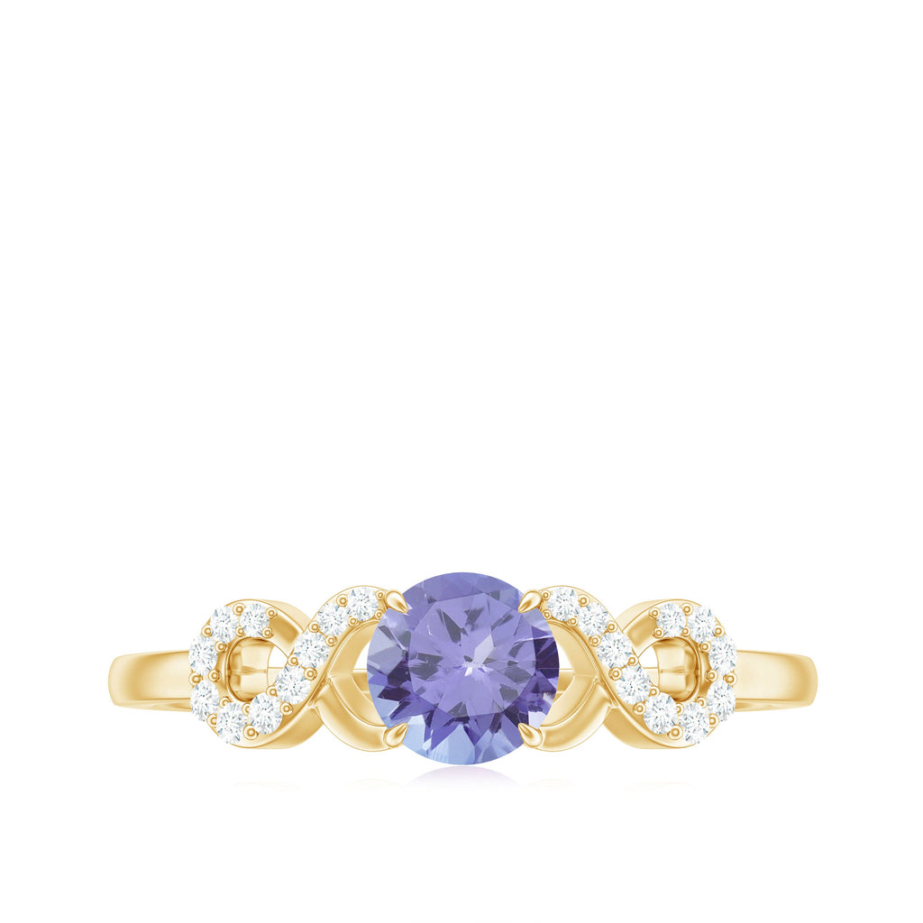 Natural Tanzanite Promise Ring with Diamond Infinity Knot
