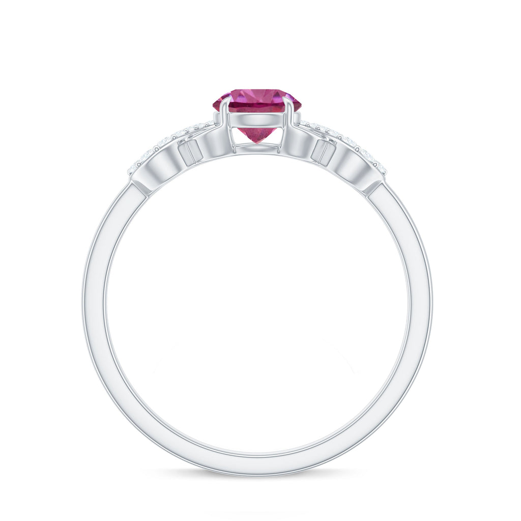 Solitaire Pink Tourmaline Infinity Promise Ring with Diamond