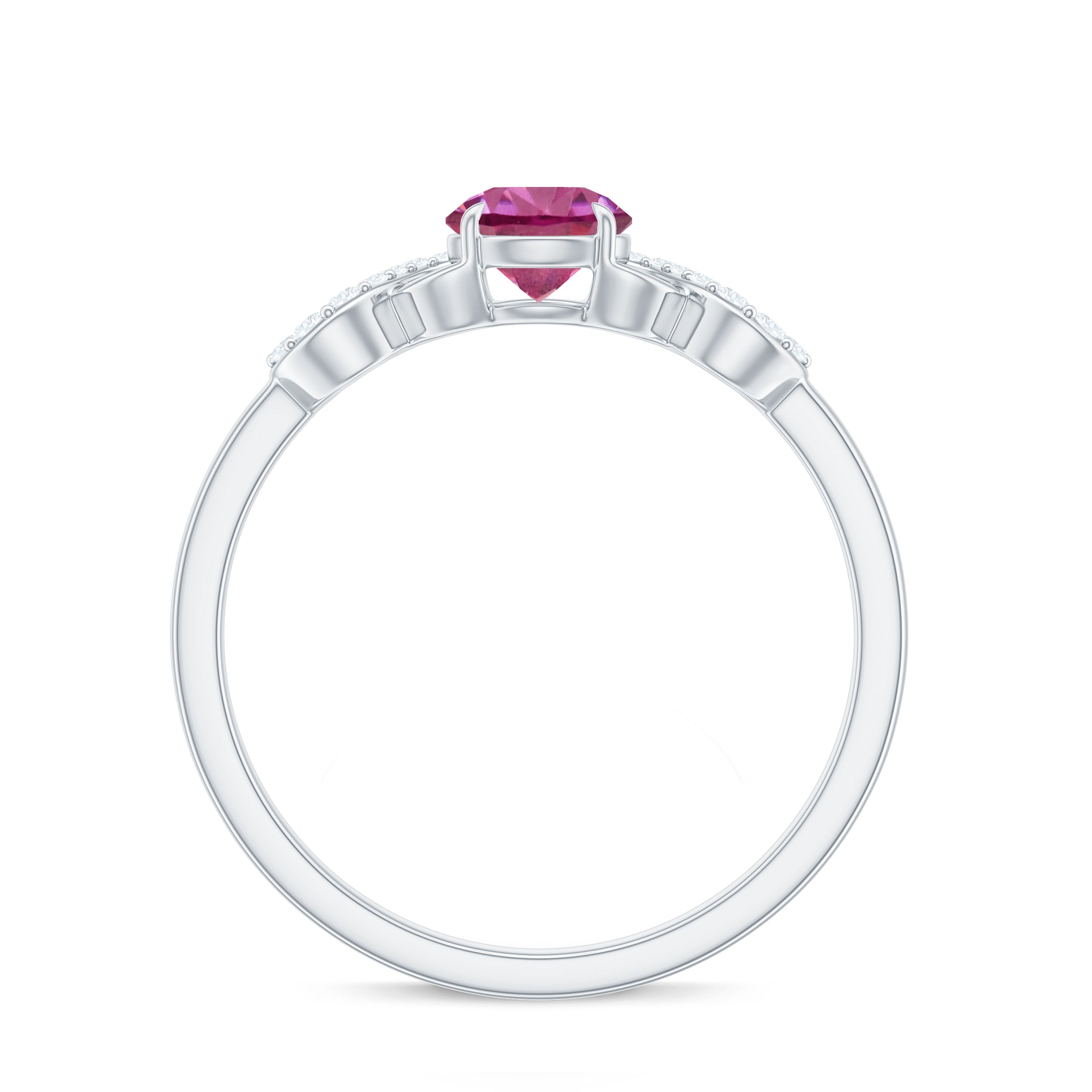 Solitaire Pink Tourmaline Infinity Promise Ring with Diamond