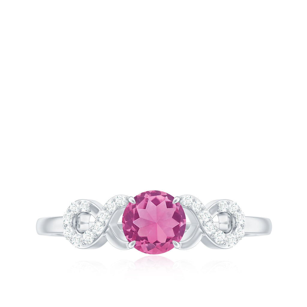 Solitaire Pink Tourmaline Infinity Promise Ring with Diamond