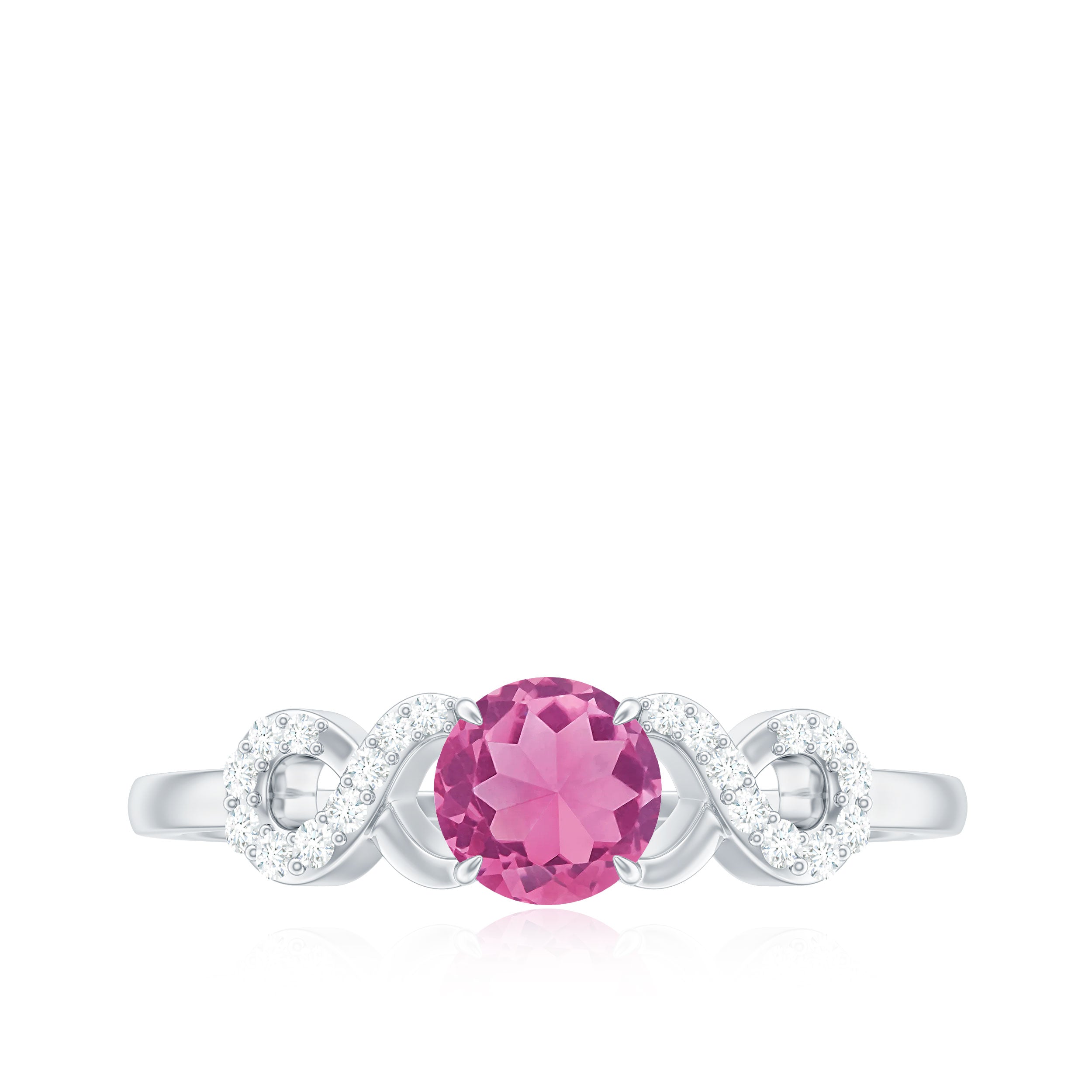 Solitaire Pink Tourmaline Infinity Promise Ring with Diamond