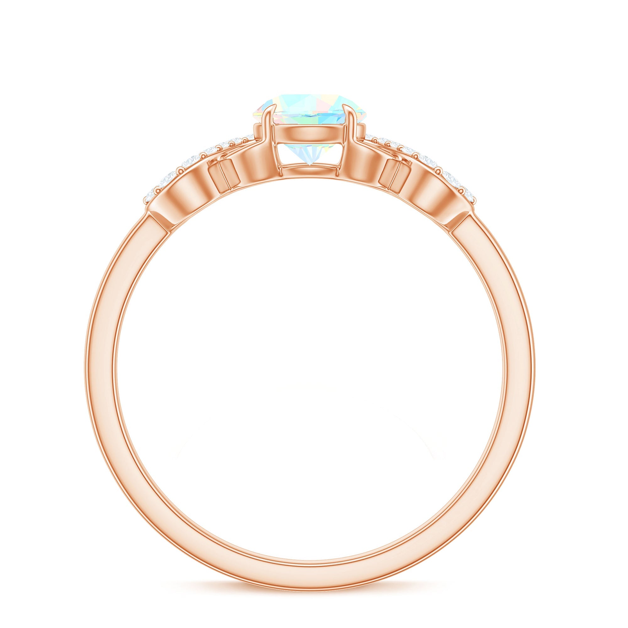 Certified Real Ethiopian Rainbow Opal Diamond Engagement Ring with Criss Cross Shank