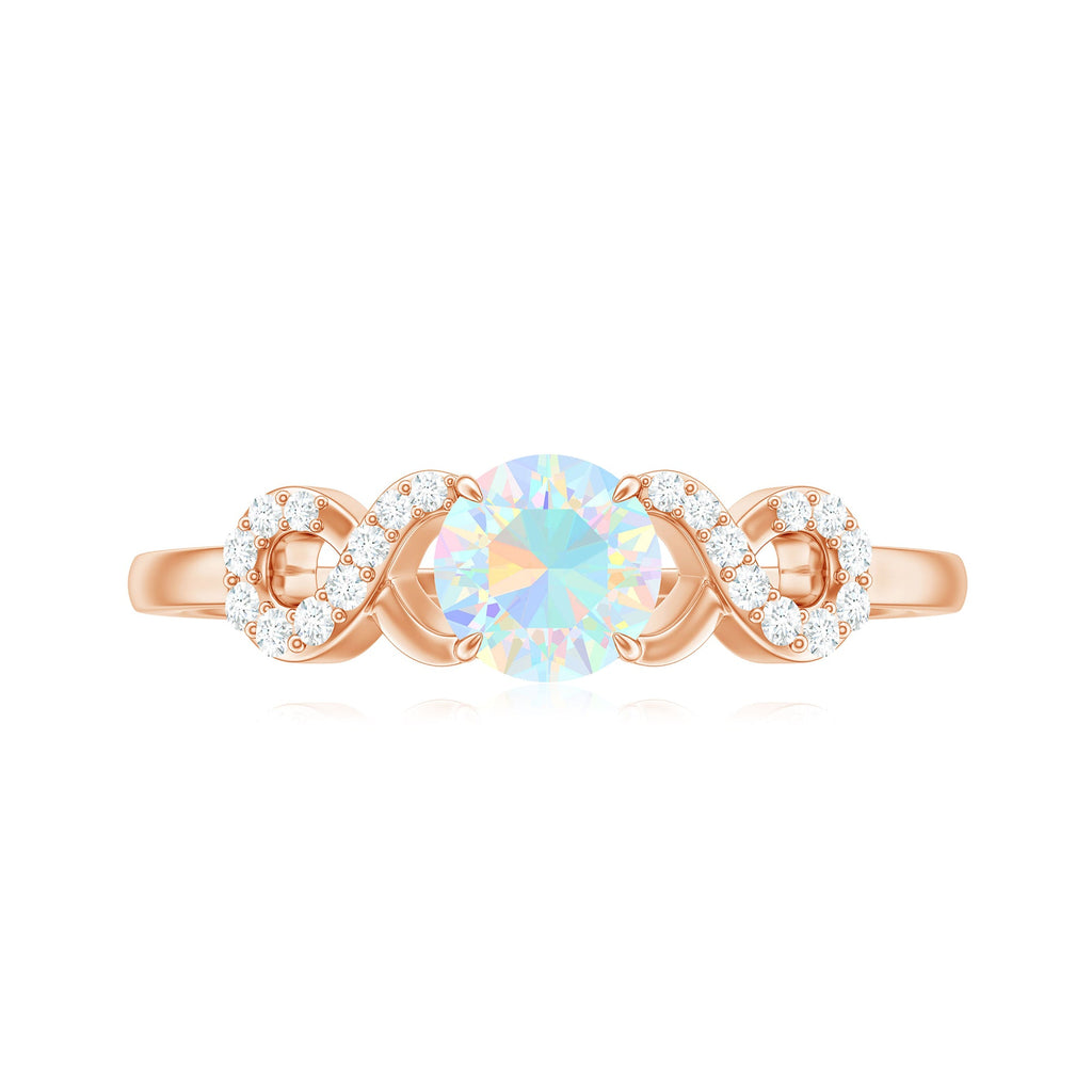 Certified Real Ethiopian Rainbow Opal Diamond Engagement Ring with Criss Cross Shank