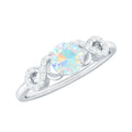 Certified Real Ethiopian Rainbow Opal Diamond Engagement Ring with Criss Cross Shank