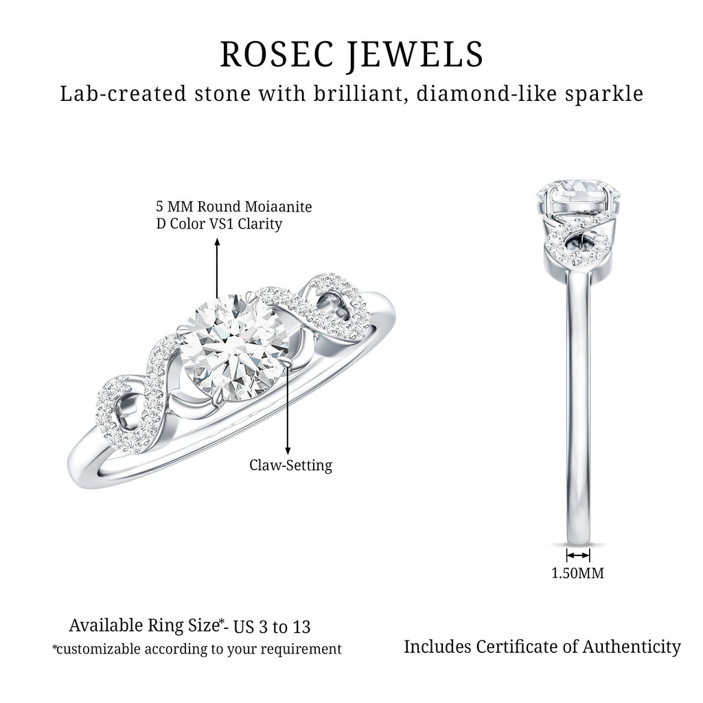 Certified Round Moissanite Infinity Promise Ring for Her