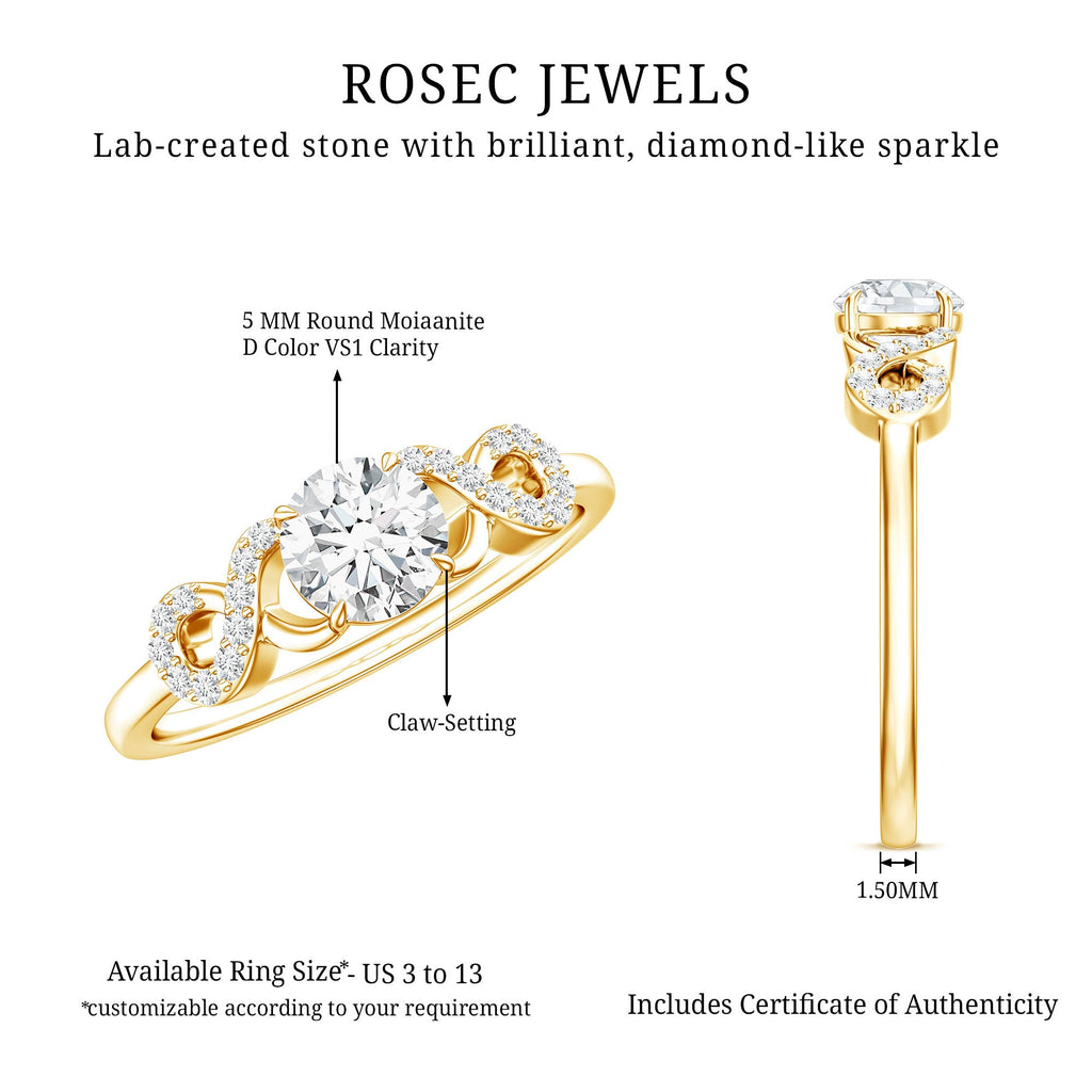 Certified Round Moissanite Infinity Promise Ring for Her