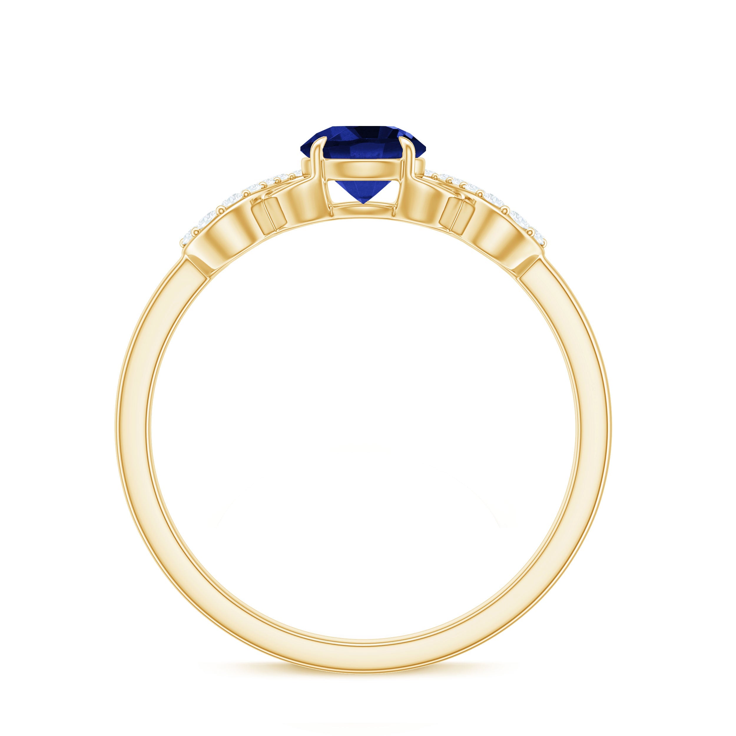 Certified 0.6 Carat Lab Grown Blue Sapphire Engagement Ring with Diamond Infinity Knot