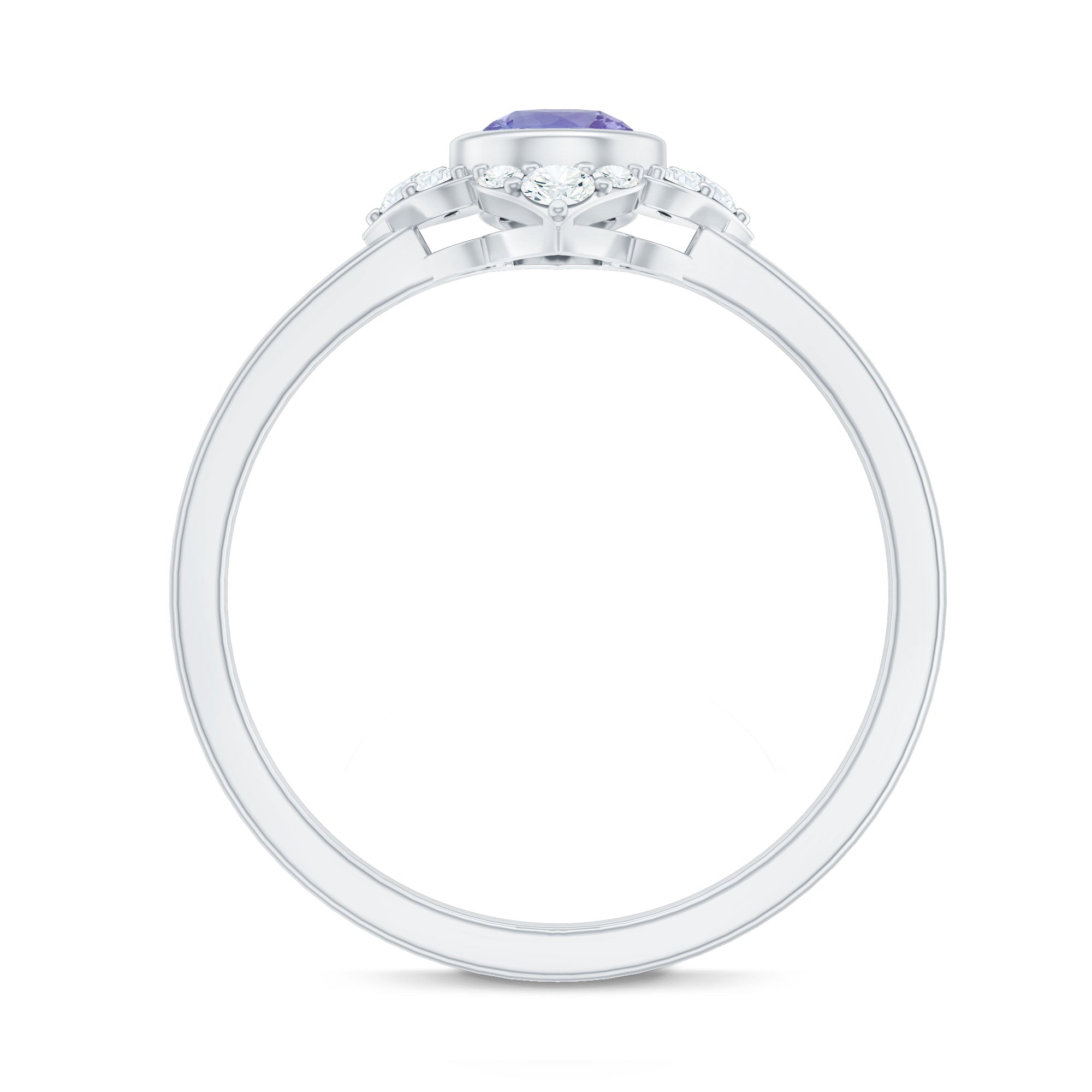 Certified Real Tanzanite Flower Engagement Ring with Diamond
