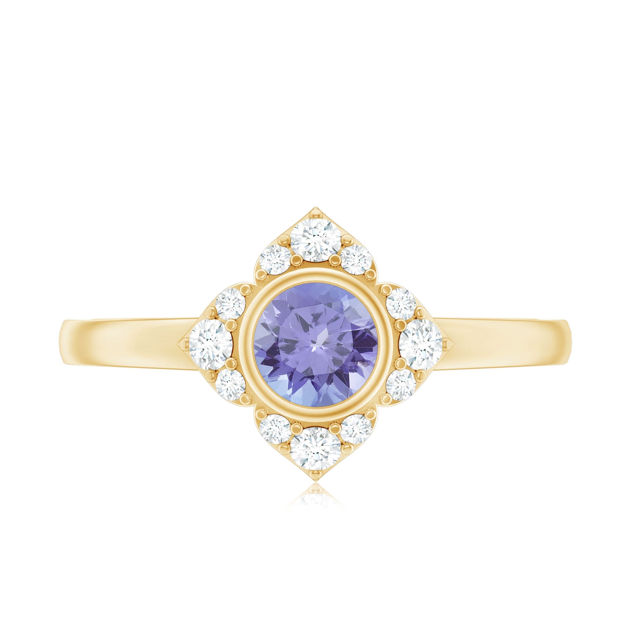 Certified Real Tanzanite Flower Engagement Ring with Diamond