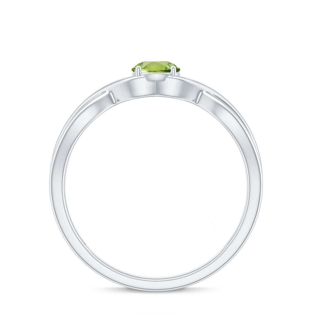 Natural Half Carat Peridot Promise Ring with Crossover Shank