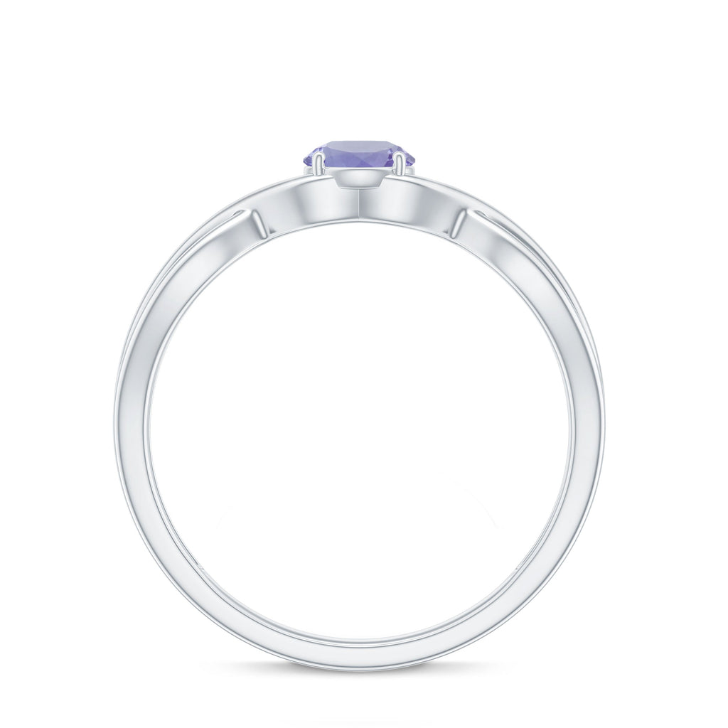 Genuine Tanzanite Promise Ring with Crossover Shank