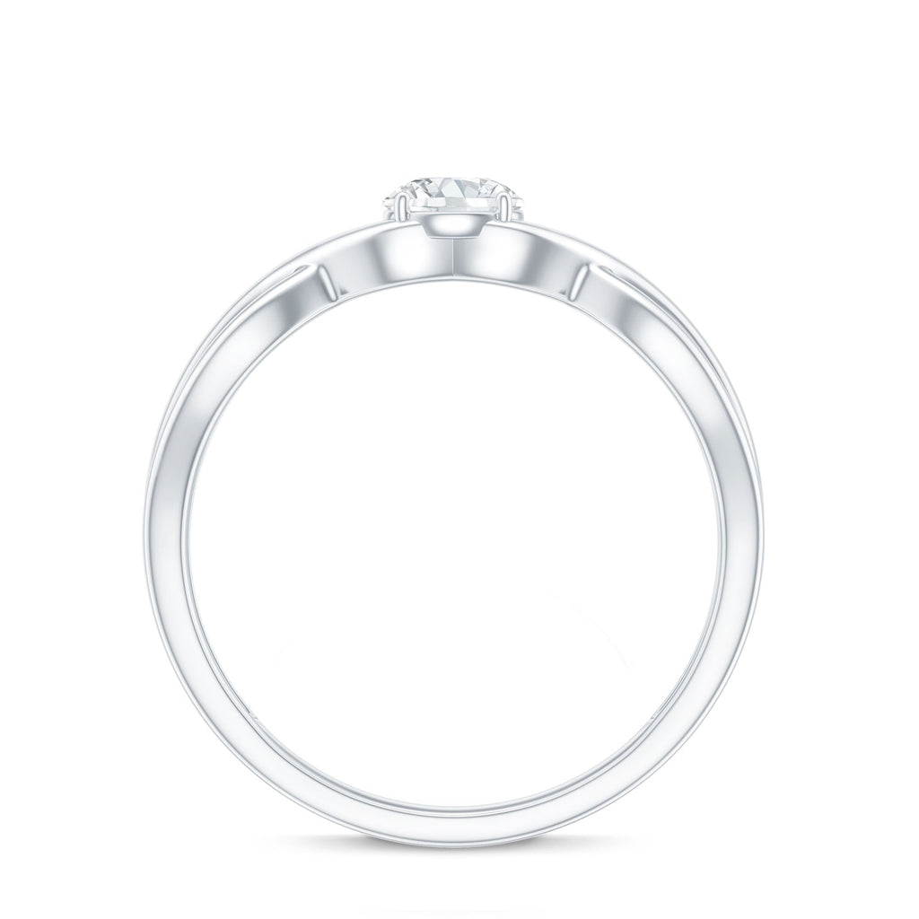 Round Moissanite Solitaire Promise Ring with Infinity Band