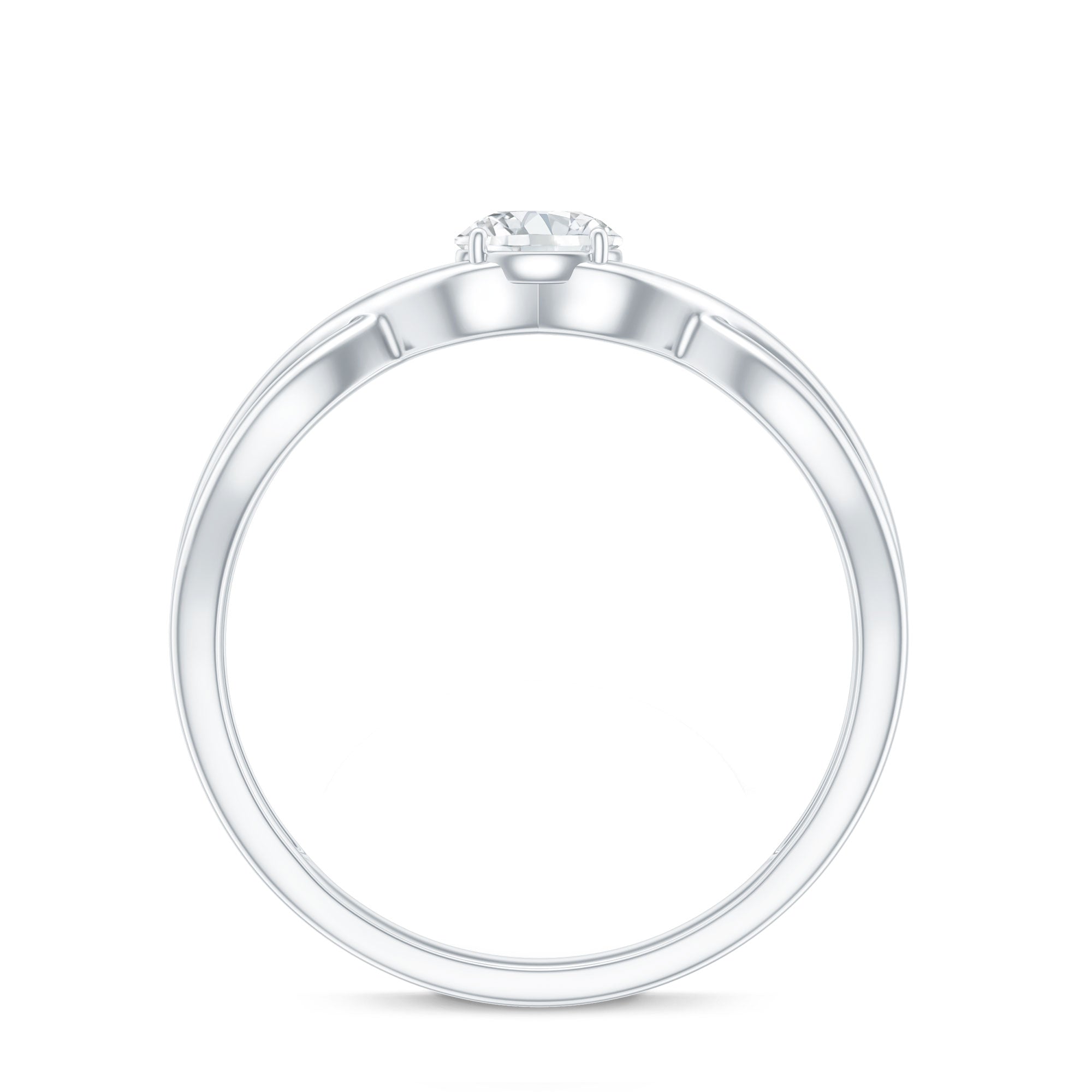 Round Moissanite Solitaire Promise Ring with Infinity Band