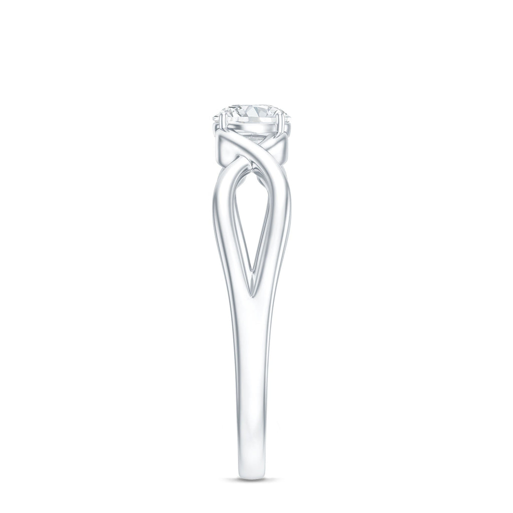 Round Moissanite Solitaire Promise Ring with Infinity Band