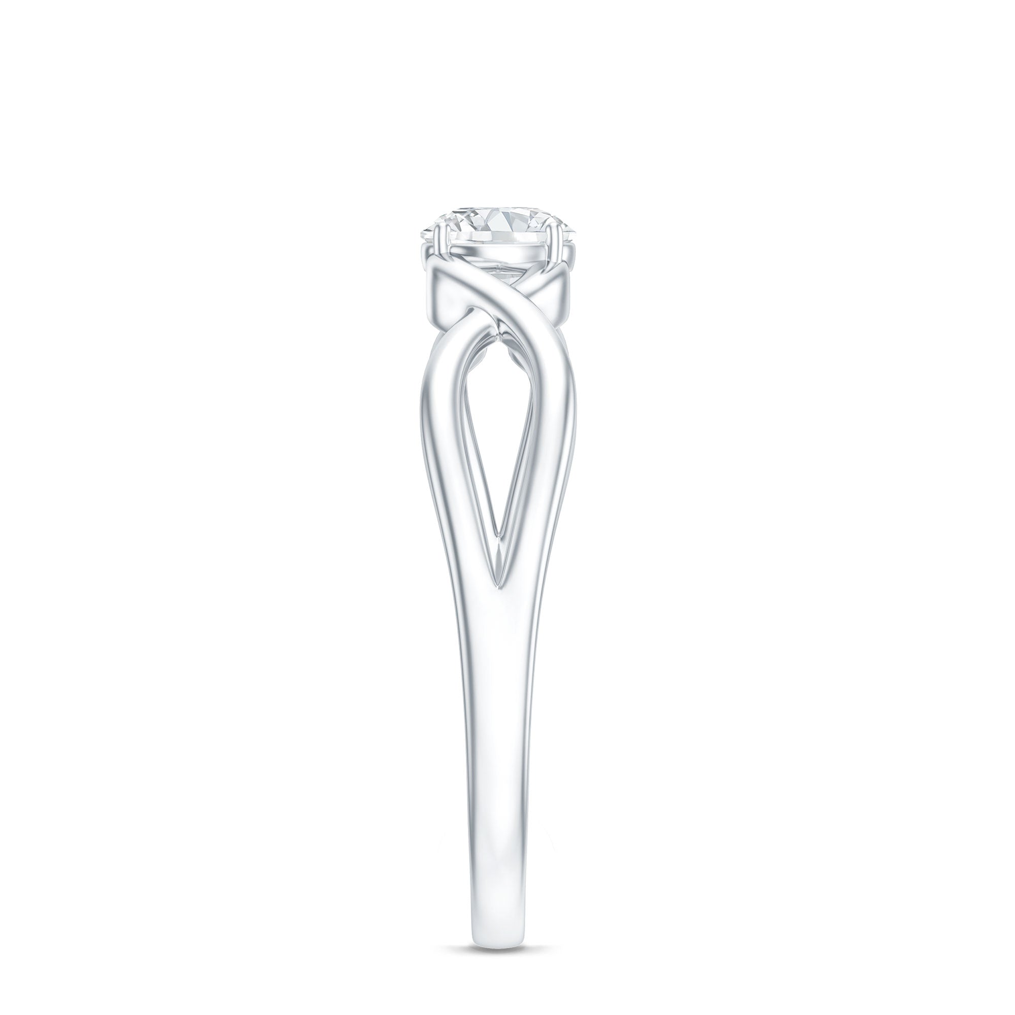 Round Moissanite Solitaire Promise Ring with Infinity Band