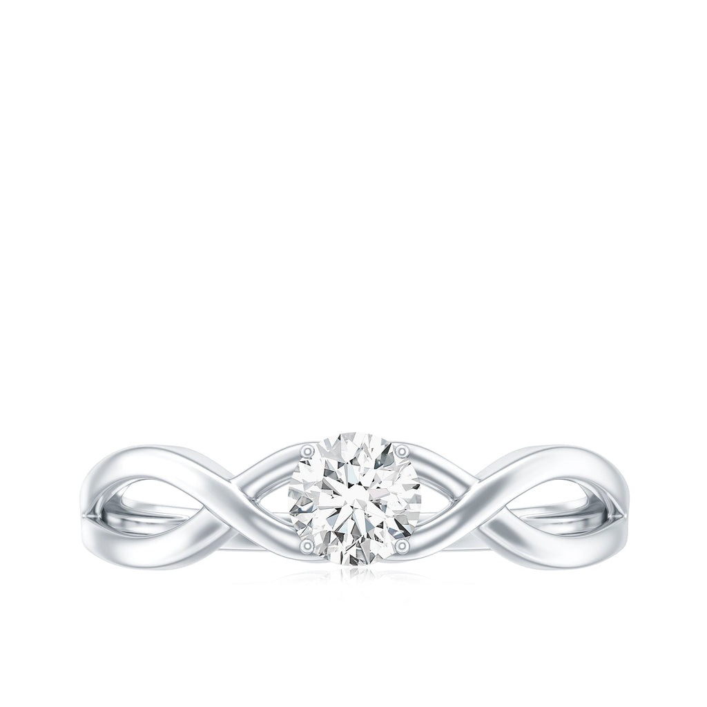 Round Moissanite Solitaire Promise Ring with Infinity Band