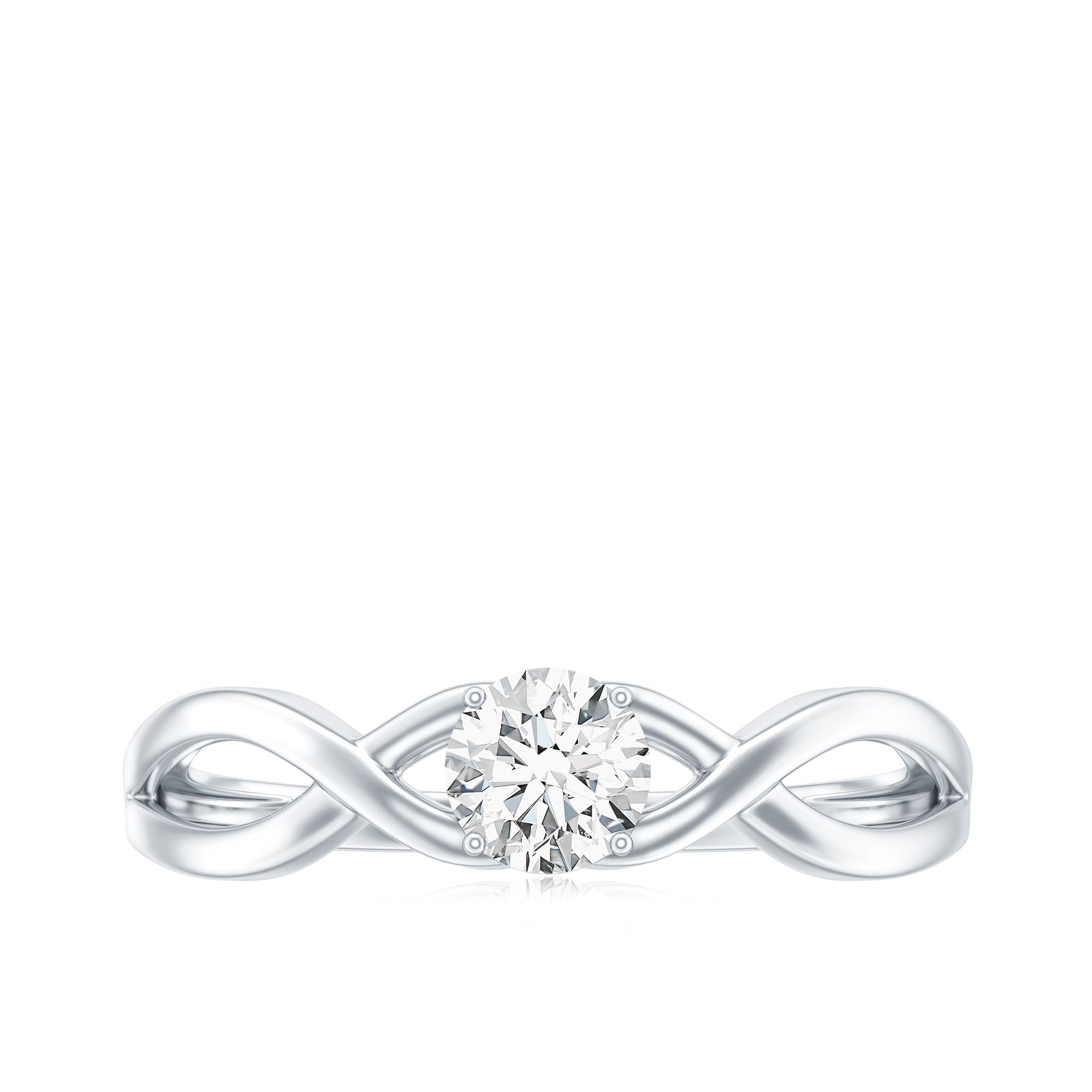 Round Moissanite Solitaire Promise Ring with Infinity Band