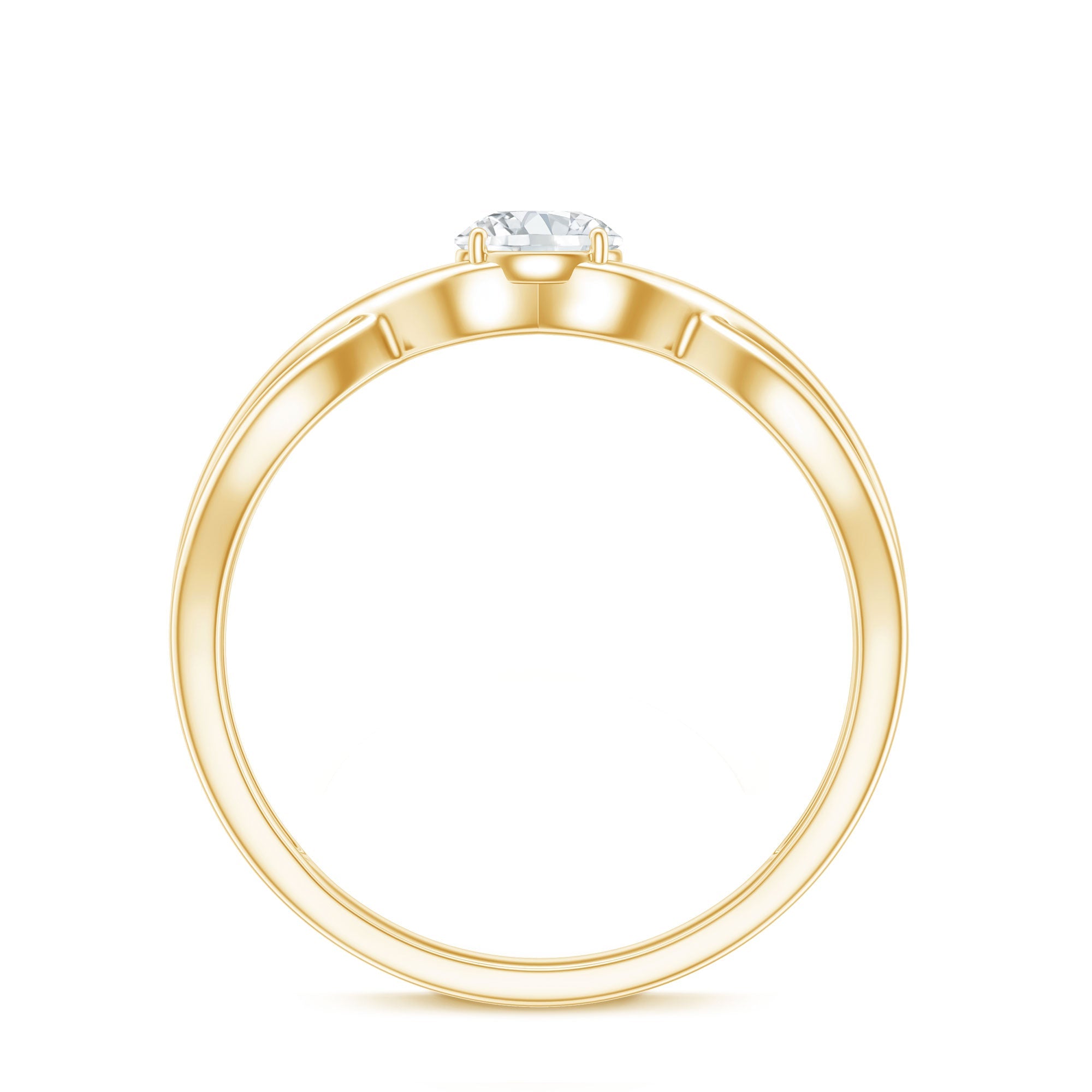 Round Moissanite Solitaire Promise Ring with Infinity Band
