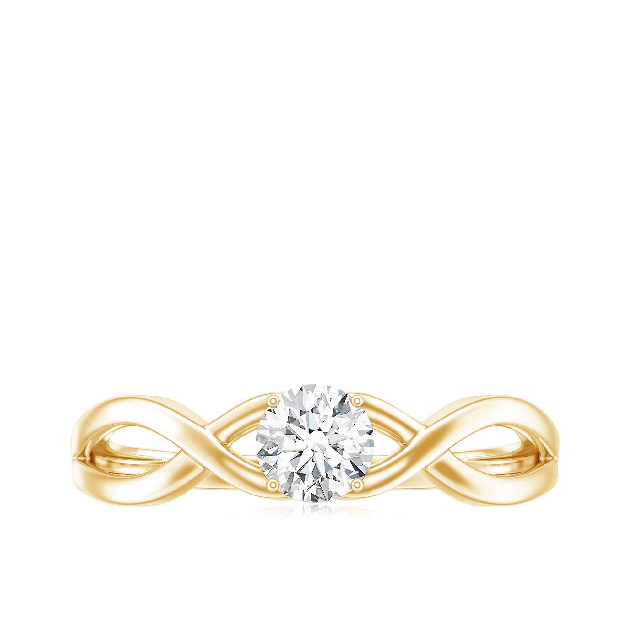 Round Moissanite Solitaire Promise Ring with Infinity Band