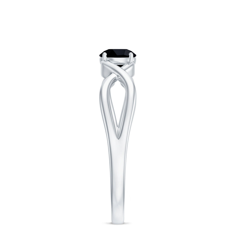 Natural Black Spinel Proposal Ring with Crossover Shank