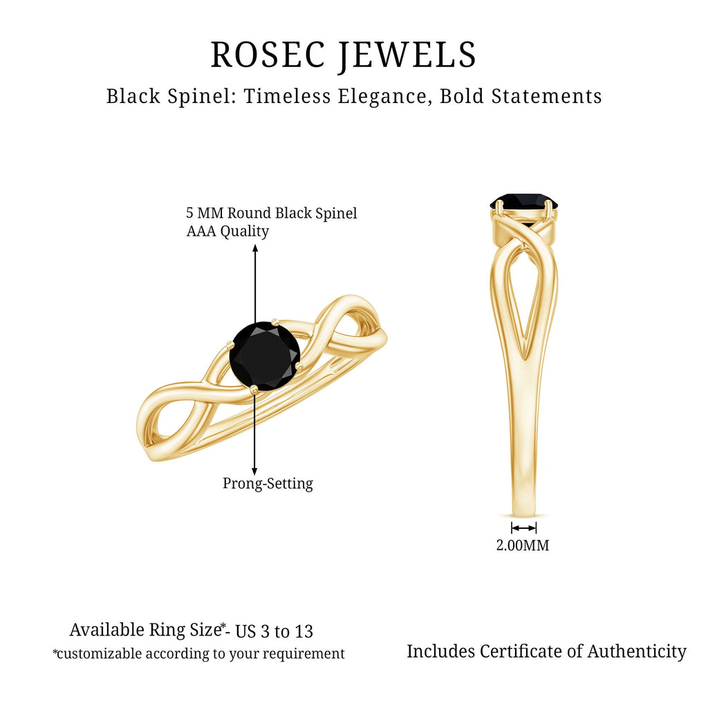 Natural Black Spinel Proposal Ring with Crossover Shank