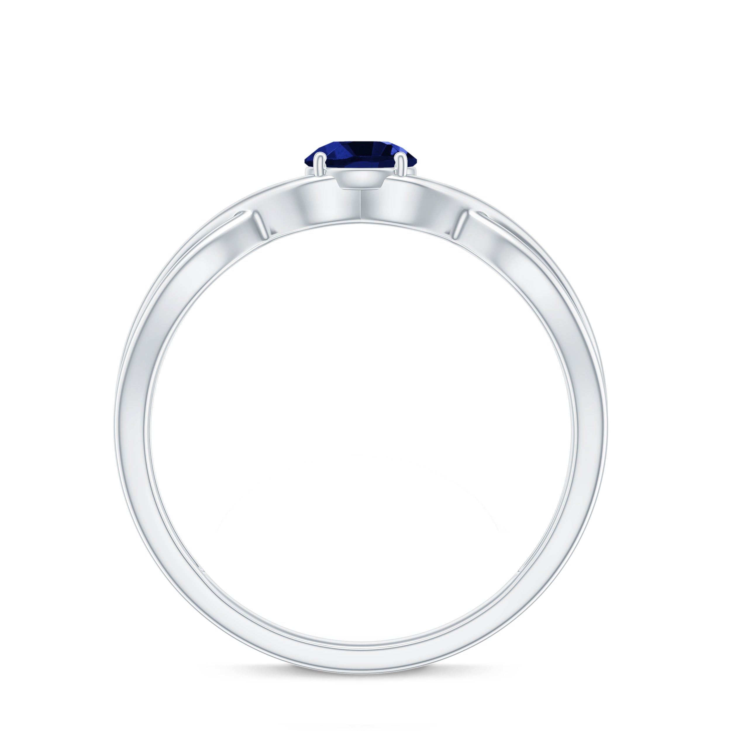Certified 0.6 Carat Lab Grown Blue Sapphire Infinity Promise Ring