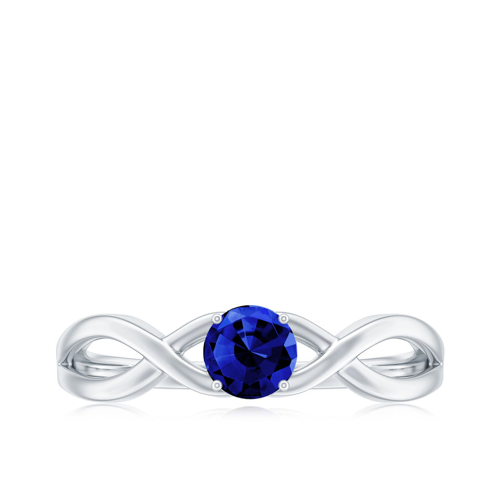 Certified 0.6 Carat Lab Grown Blue Sapphire Infinity Promise Ring