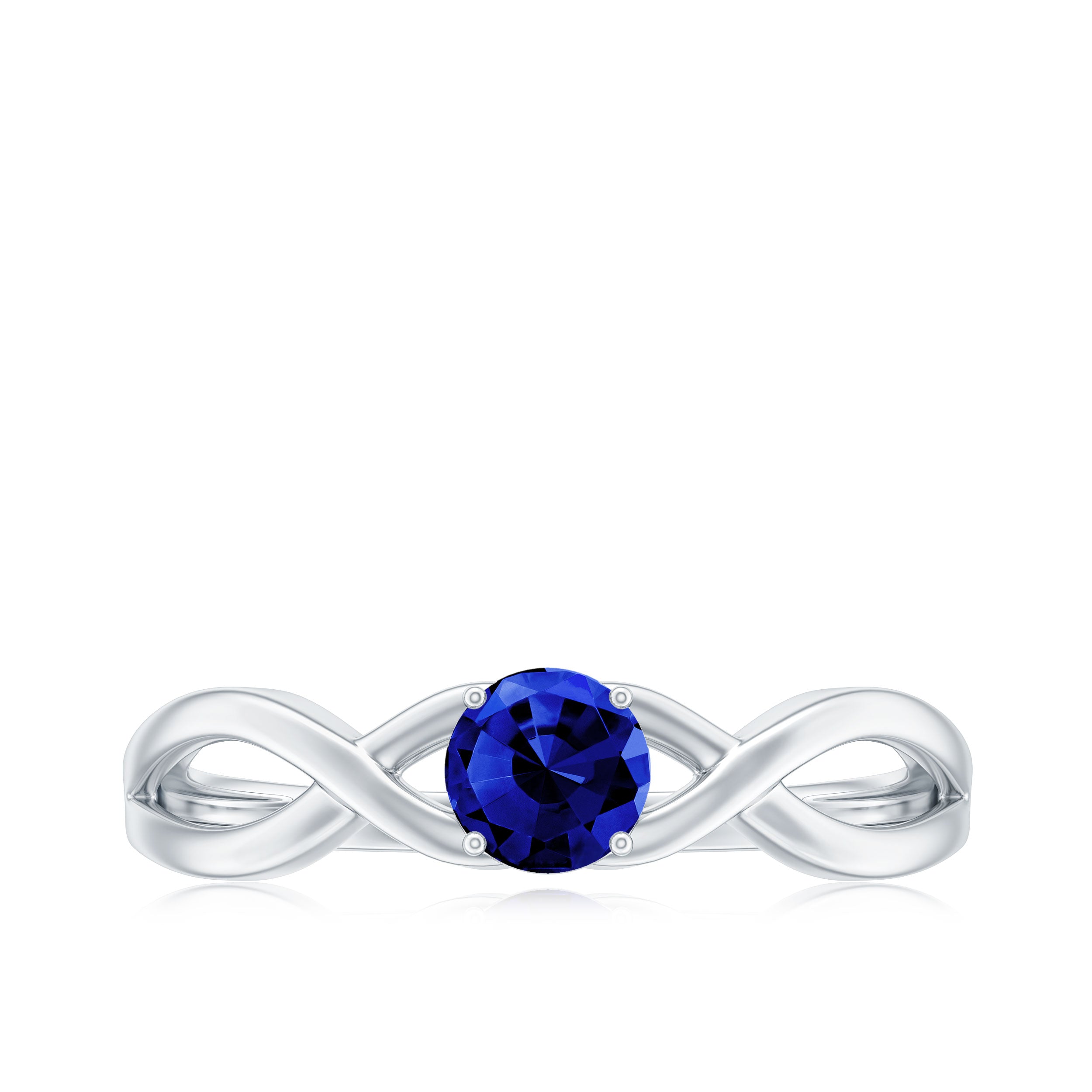 Certified 0.6 Carat Lab Grown Blue Sapphire Infinity Promise Ring
