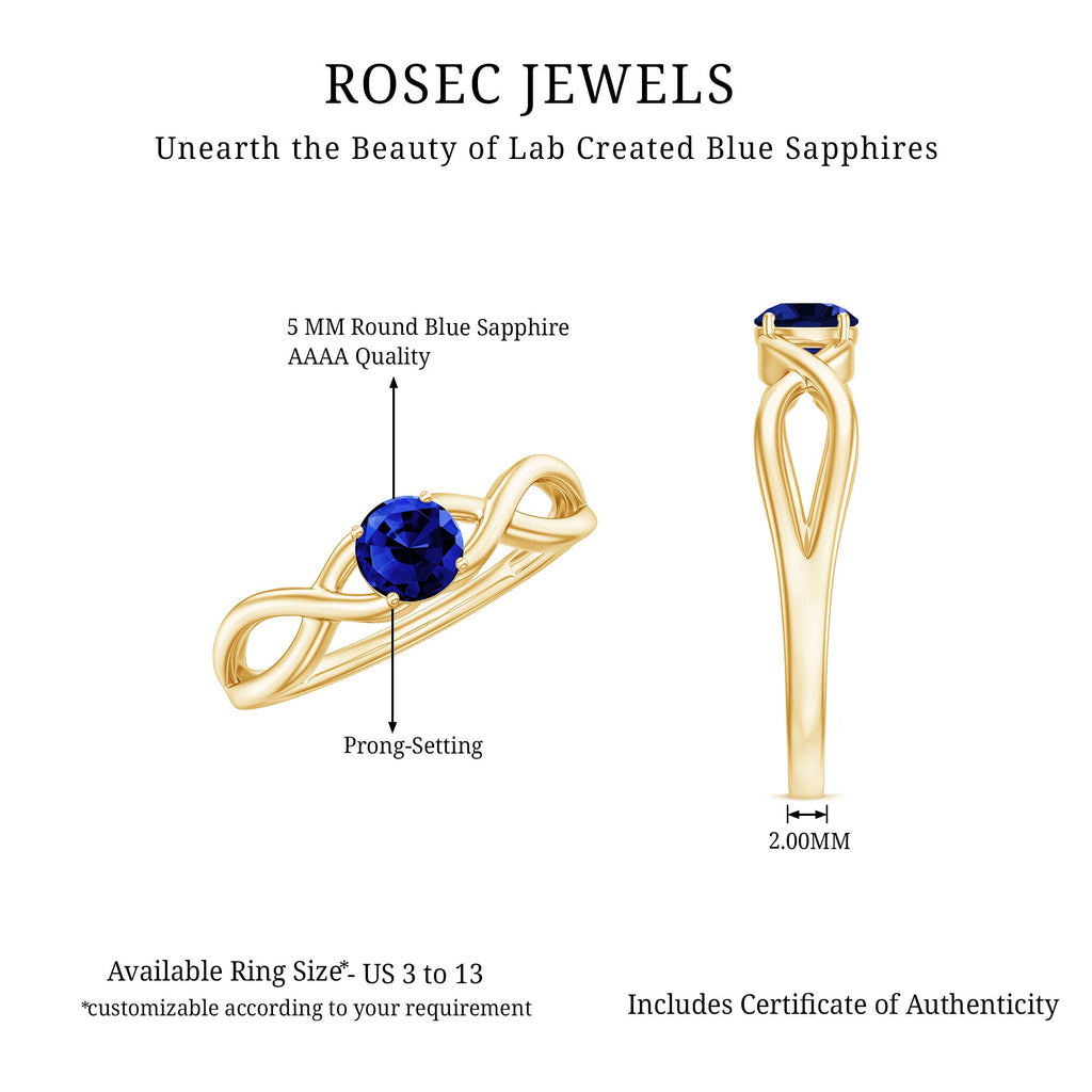 Certified 0.6 Carat Lab Grown Blue Sapphire Infinity Promise Ring