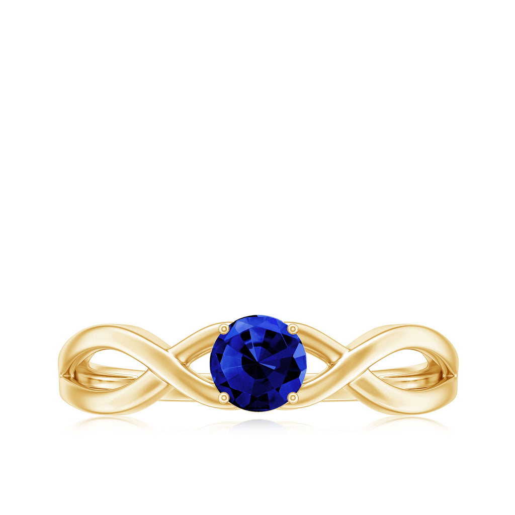 Certified 0.6 Carat Lab Grown Blue Sapphire Infinity Promise Ring