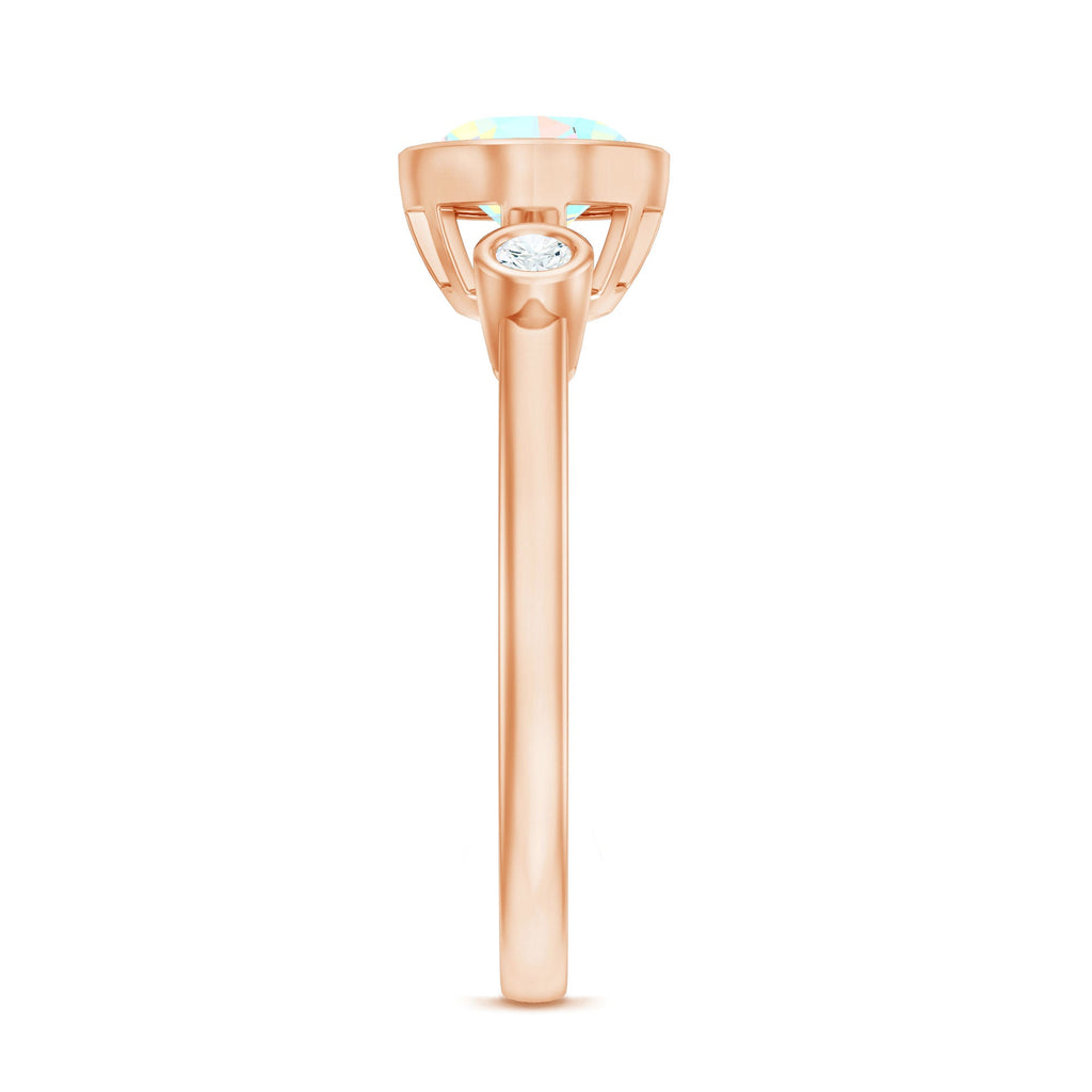 Oval Cut Ethiopian Opal East West Engagement Ring with Diamond