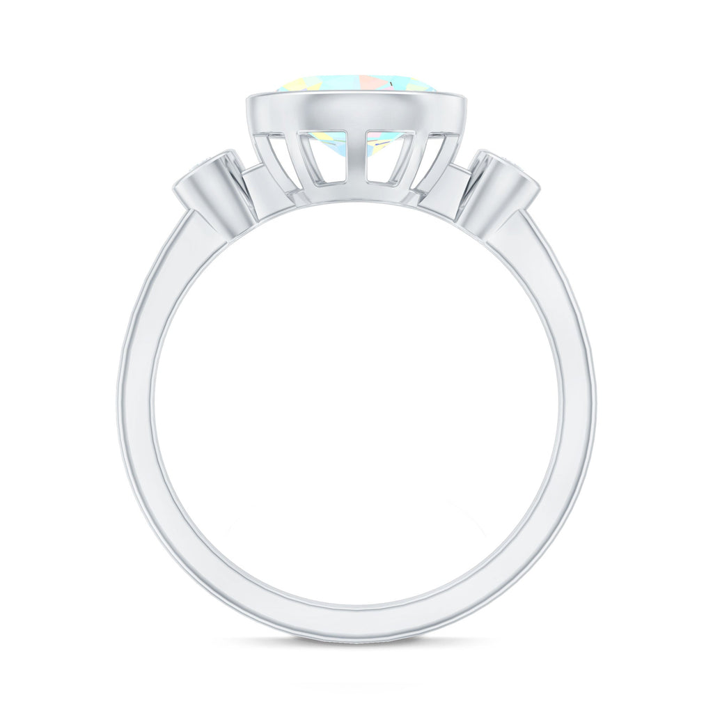 Oval Cut Ethiopian Opal East West Engagement Ring with Diamond