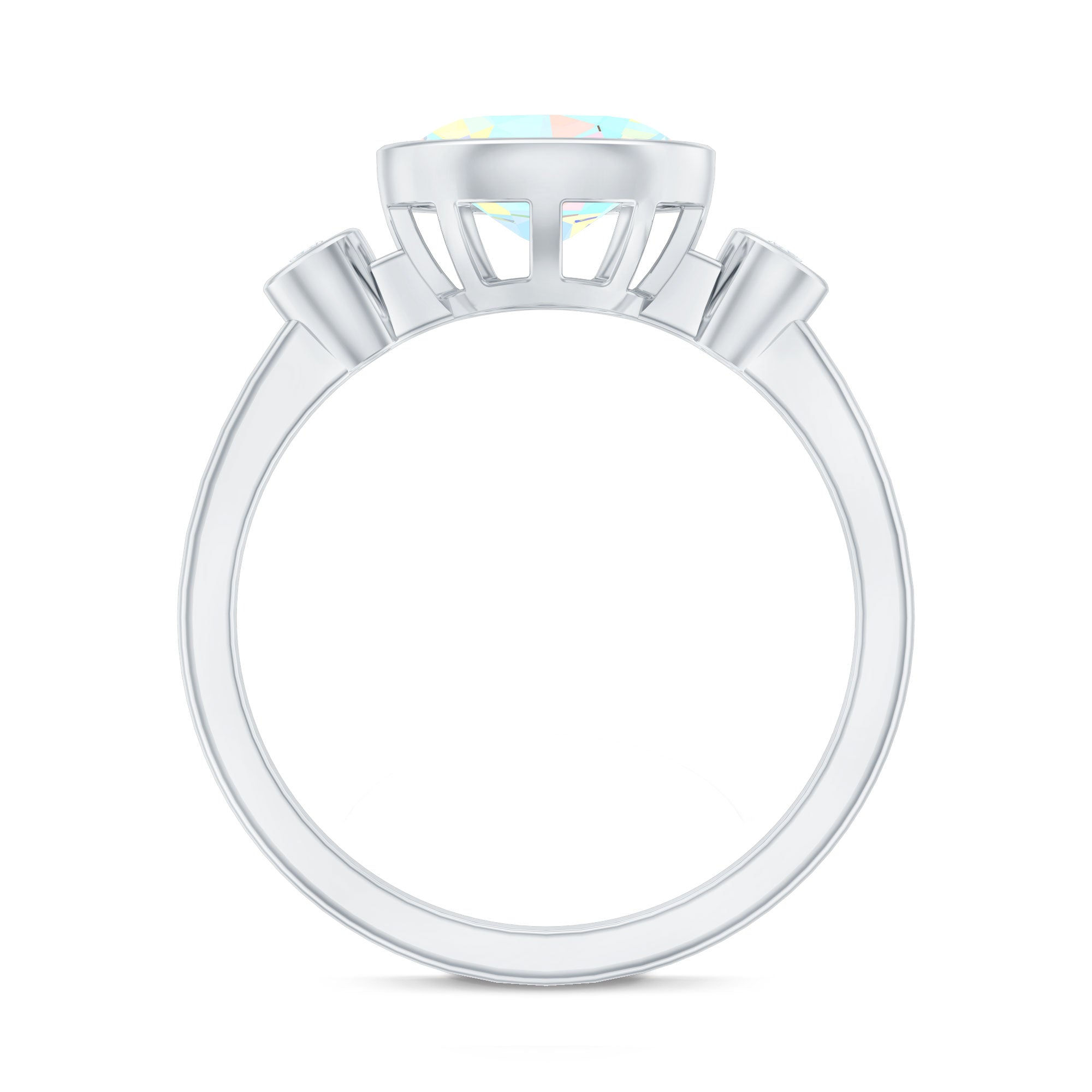 Oval Cut Ethiopian Opal East West Engagement Ring with Diamond