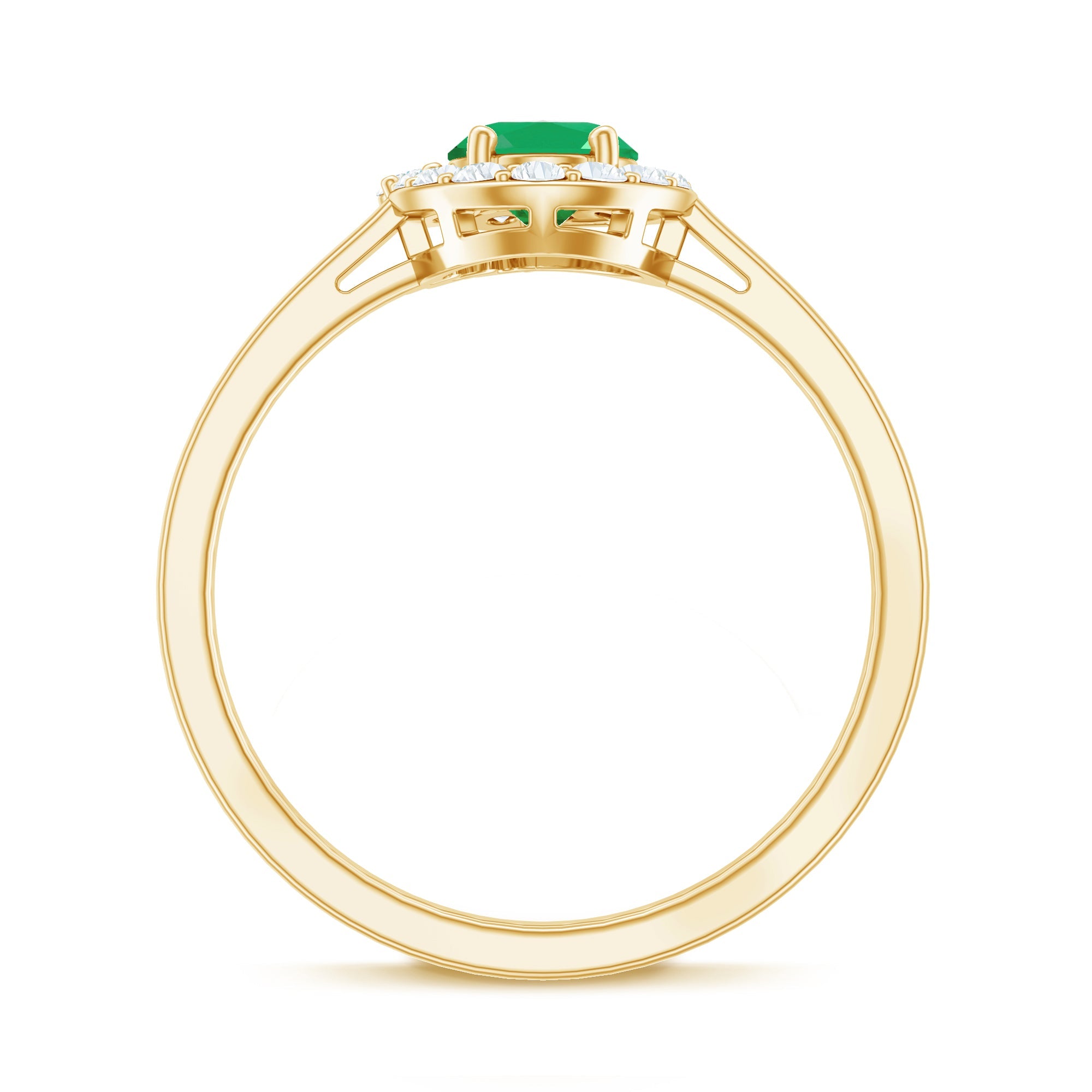 Natural Emerald Oval Engagement Ring with Diamond Halo