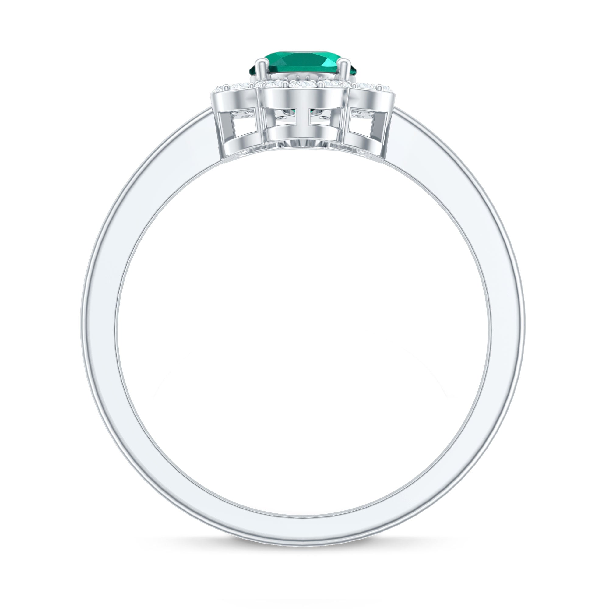Certified Lab Grown Emerald Diamond Flower Engagement Ring With Diamonds