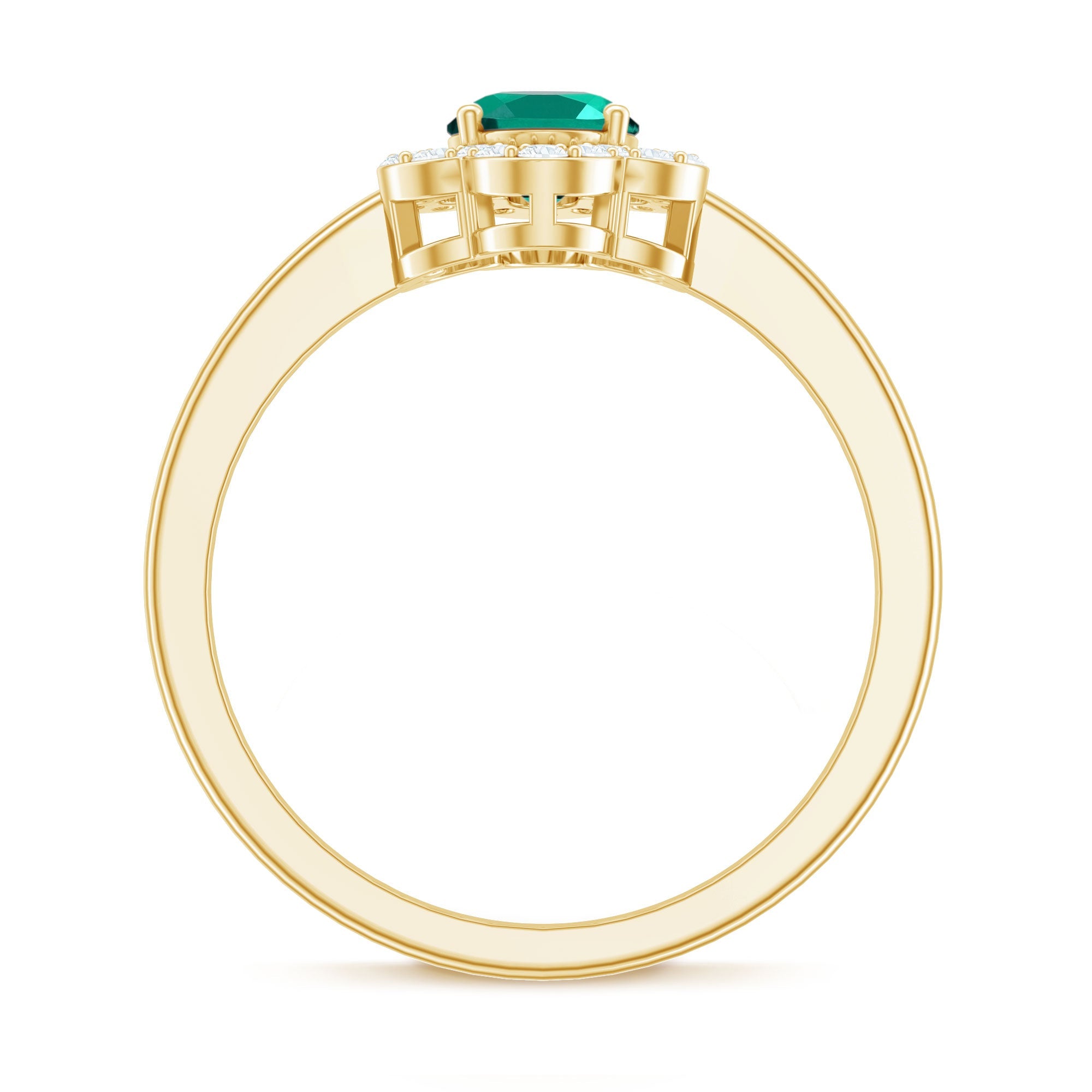 Certified Lab Grown Emerald Diamond Flower Engagement Ring With Diamonds