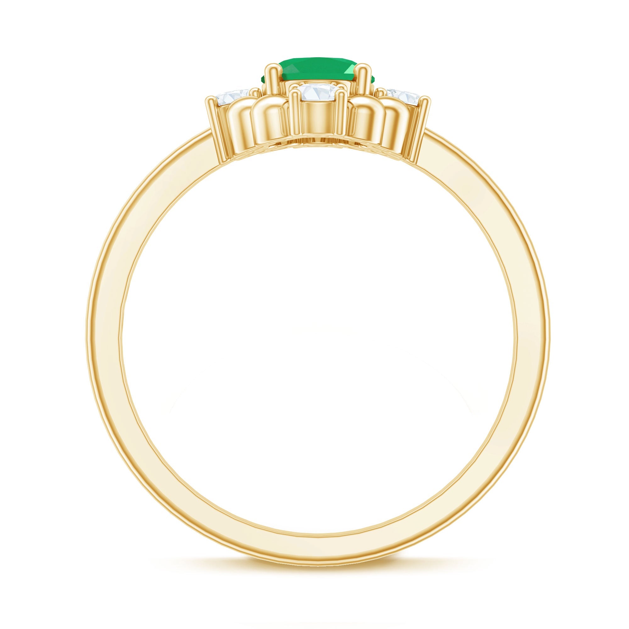 Certified Real Emerald Oval Engagement Ring with Diamond