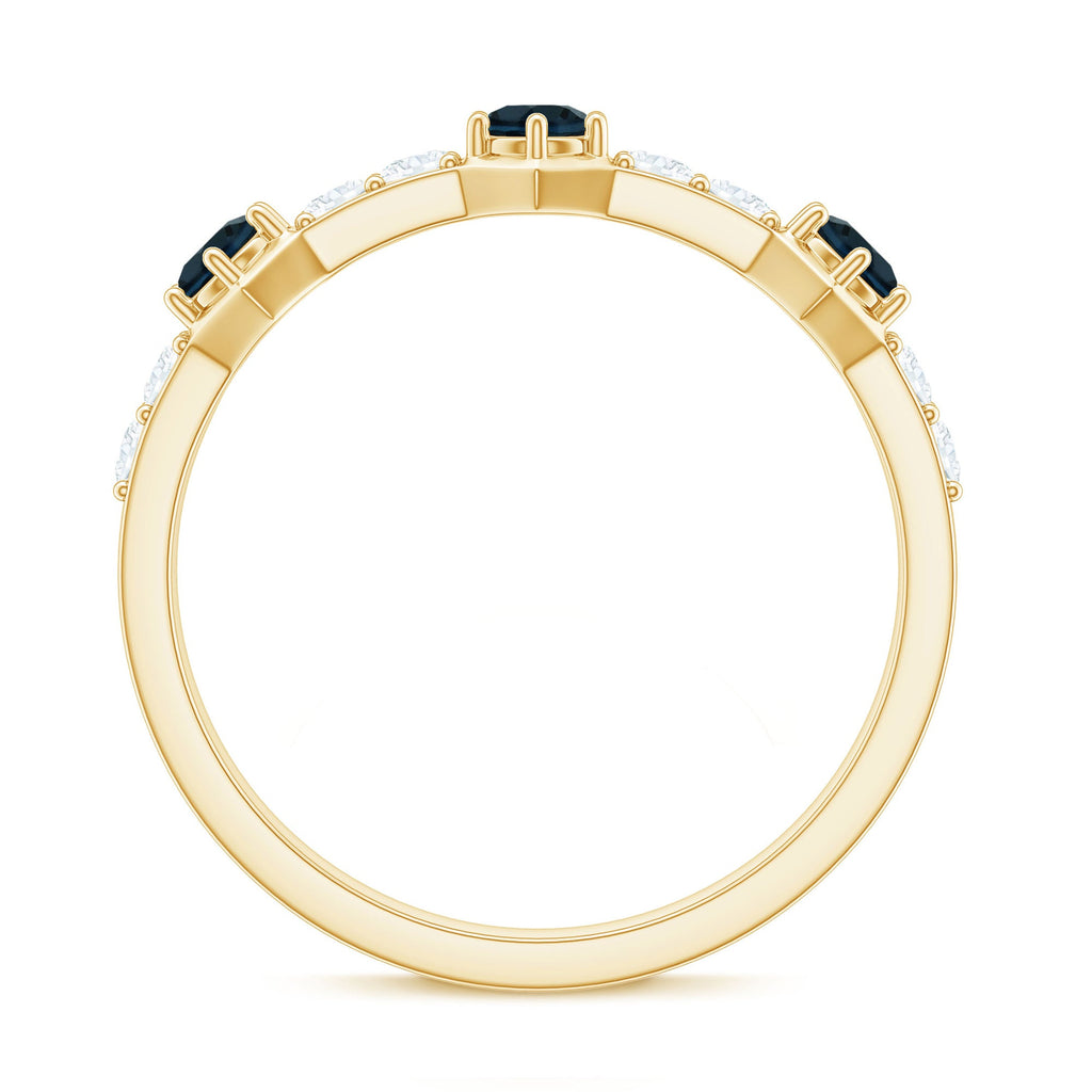 Certified London Blue Topaz Eternity Wedding Band with Diamond