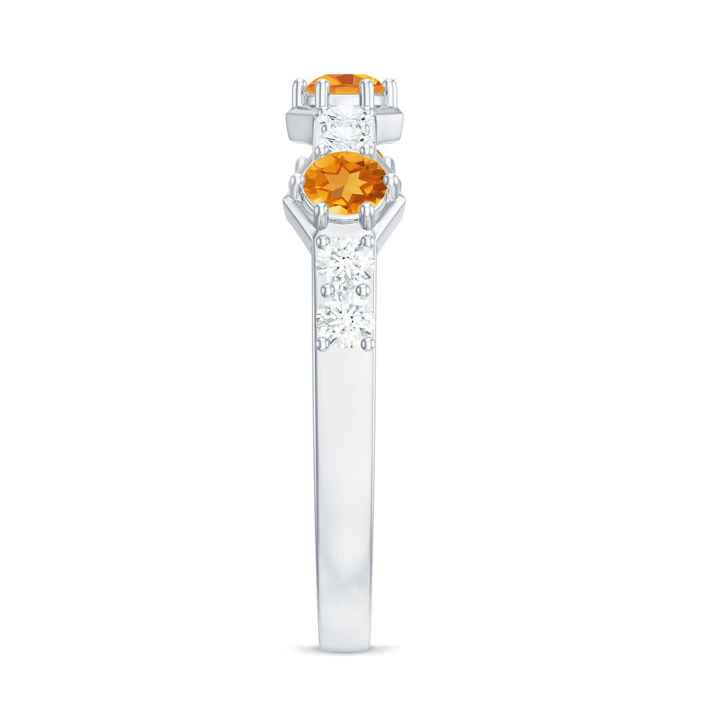 Genuine Citrine Diamond Half Eternity Ring for Anniversary