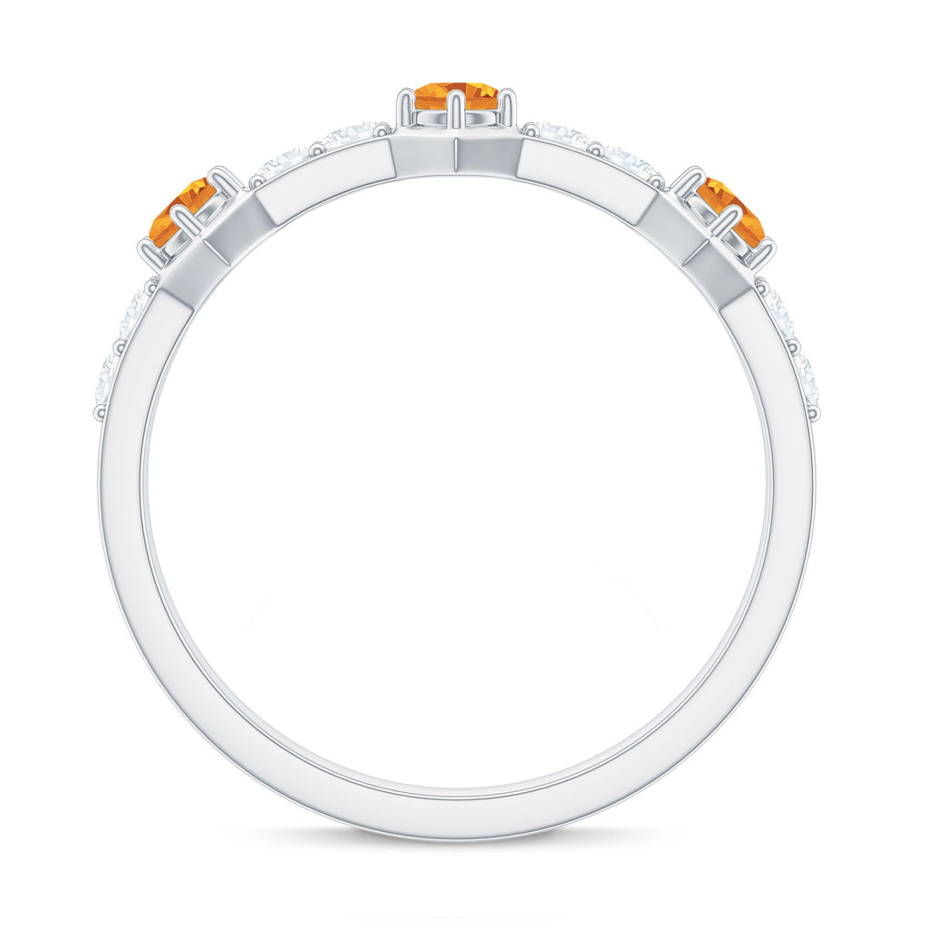 Genuine Citrine Diamond Half Eternity Ring for Anniversary