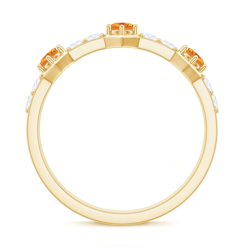 Genuine Citrine Diamond Half Eternity Ring for Anniversary