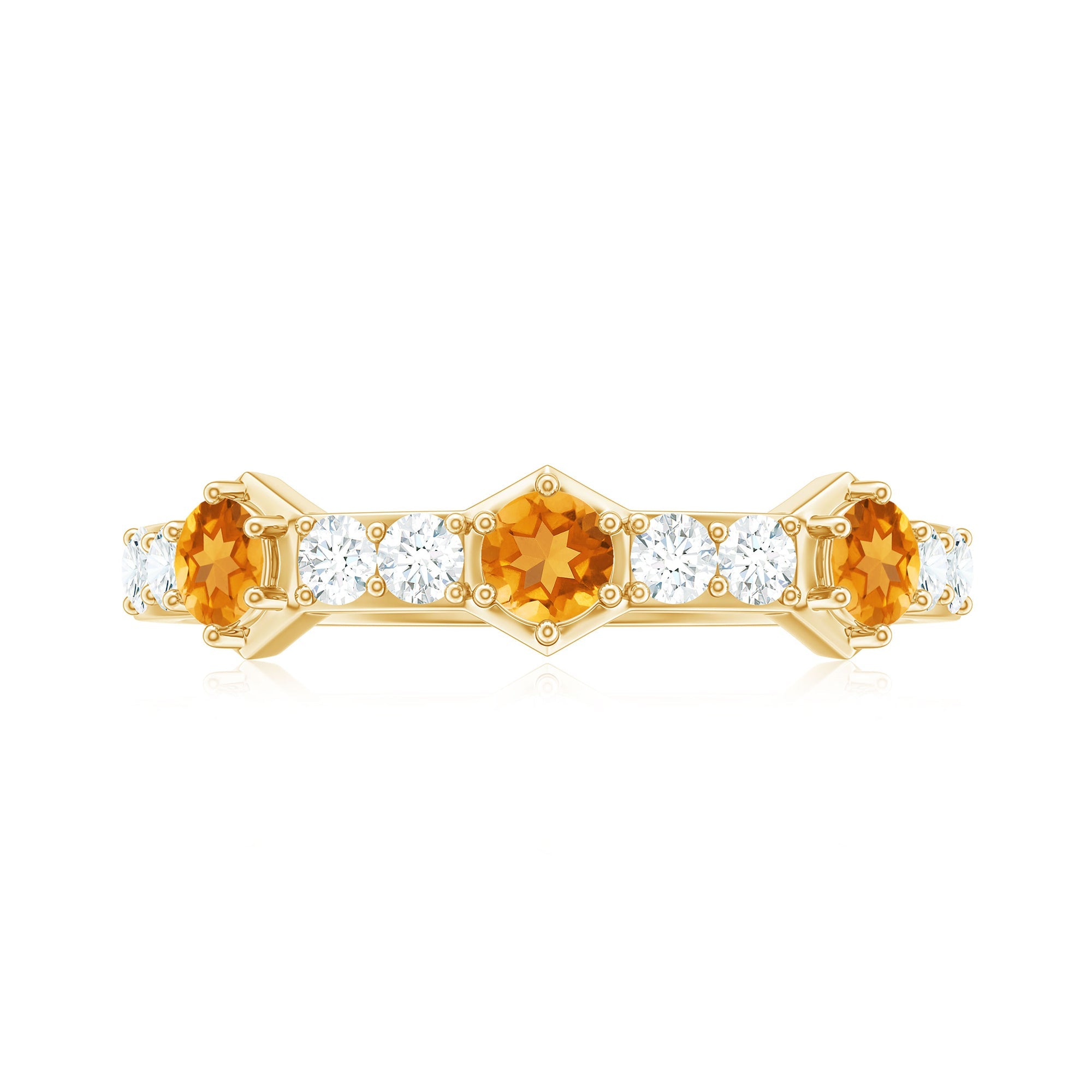 Genuine Citrine Diamond Half Eternity Ring for Anniversary