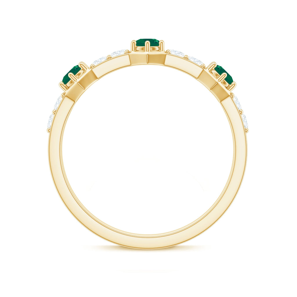 Natural Emerald and Diamond Half Eternity Ring