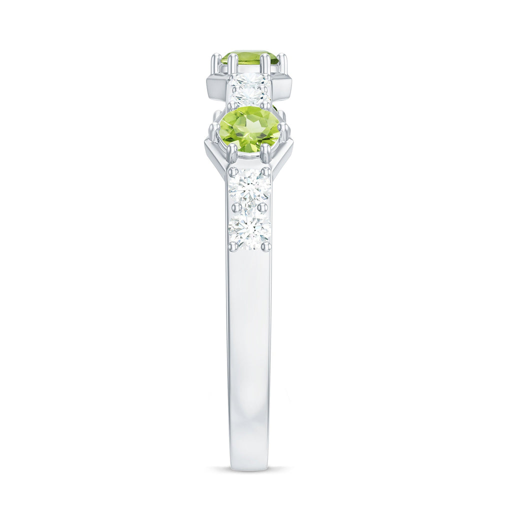 Natural Peridot Diamond Half Eternity Ring for Anniversary