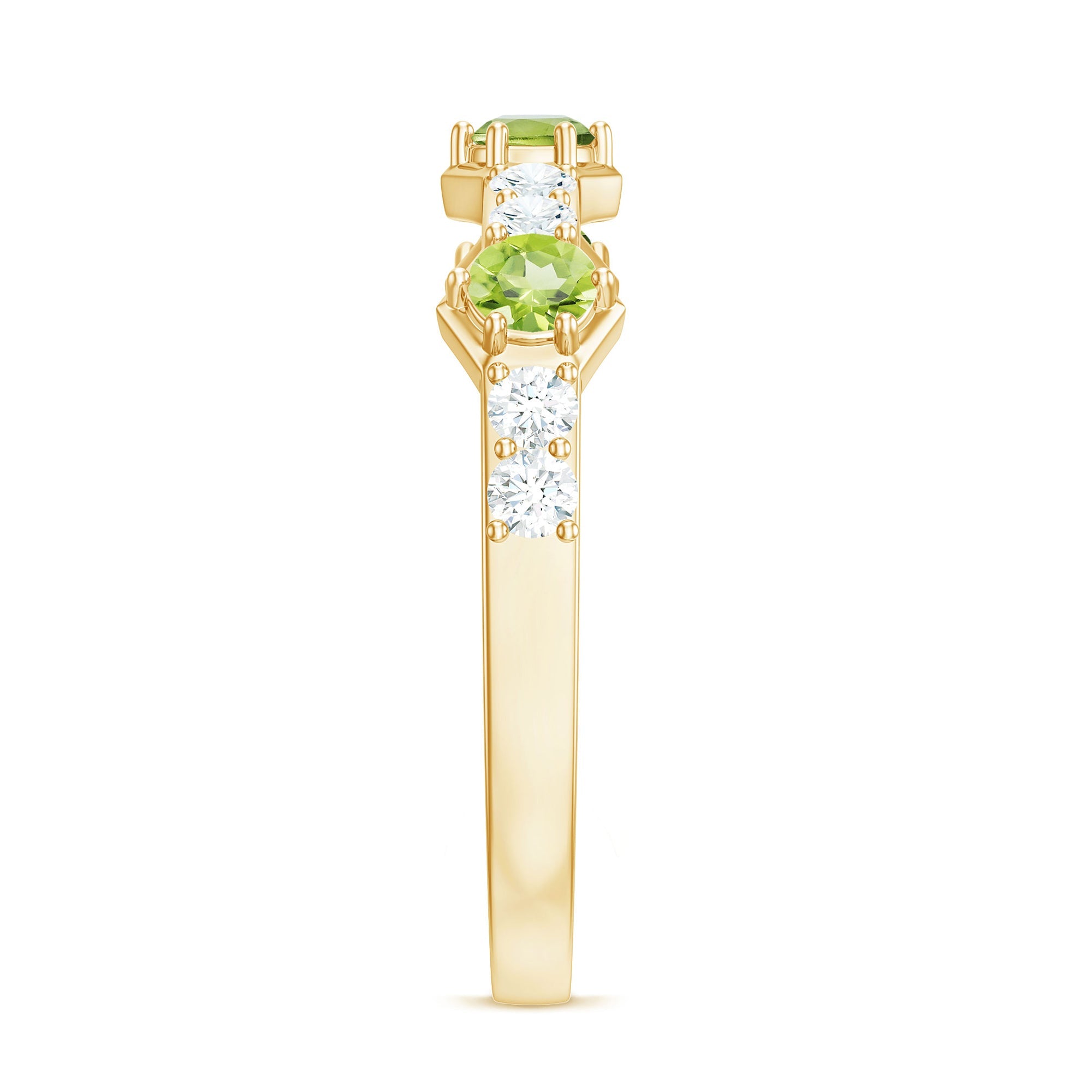 Natural Peridot Diamond Half Eternity Ring for Anniversary