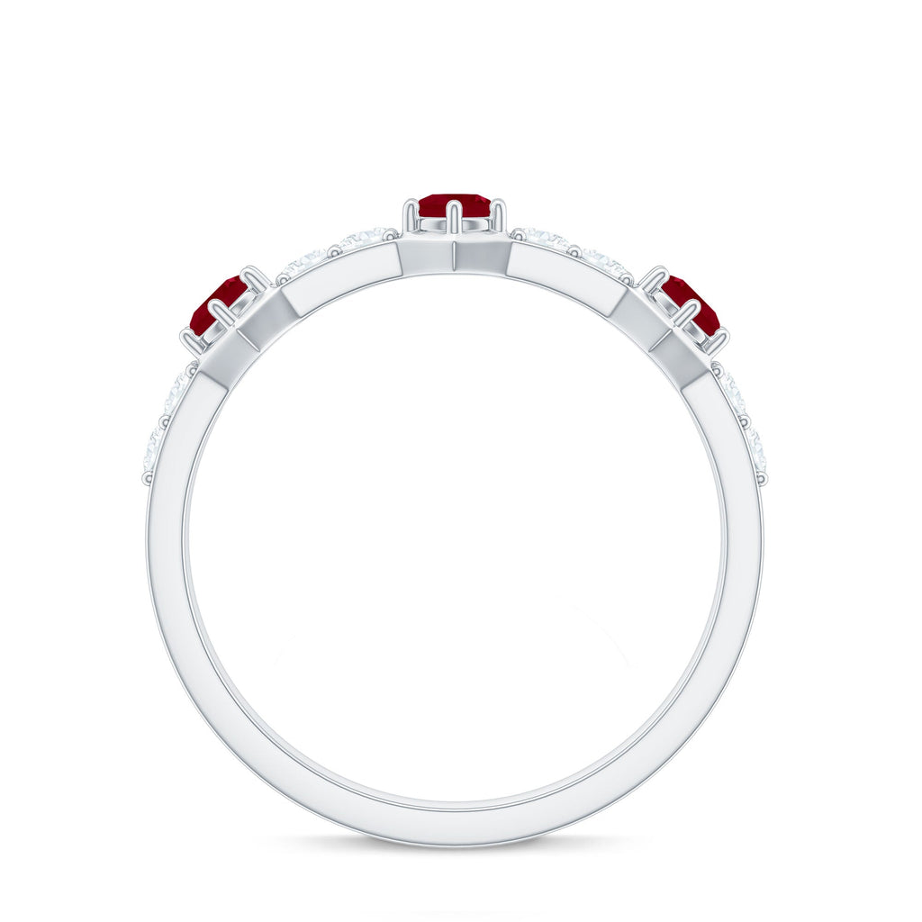 Natural Ruby Diamond Half Eternity Ring for Women