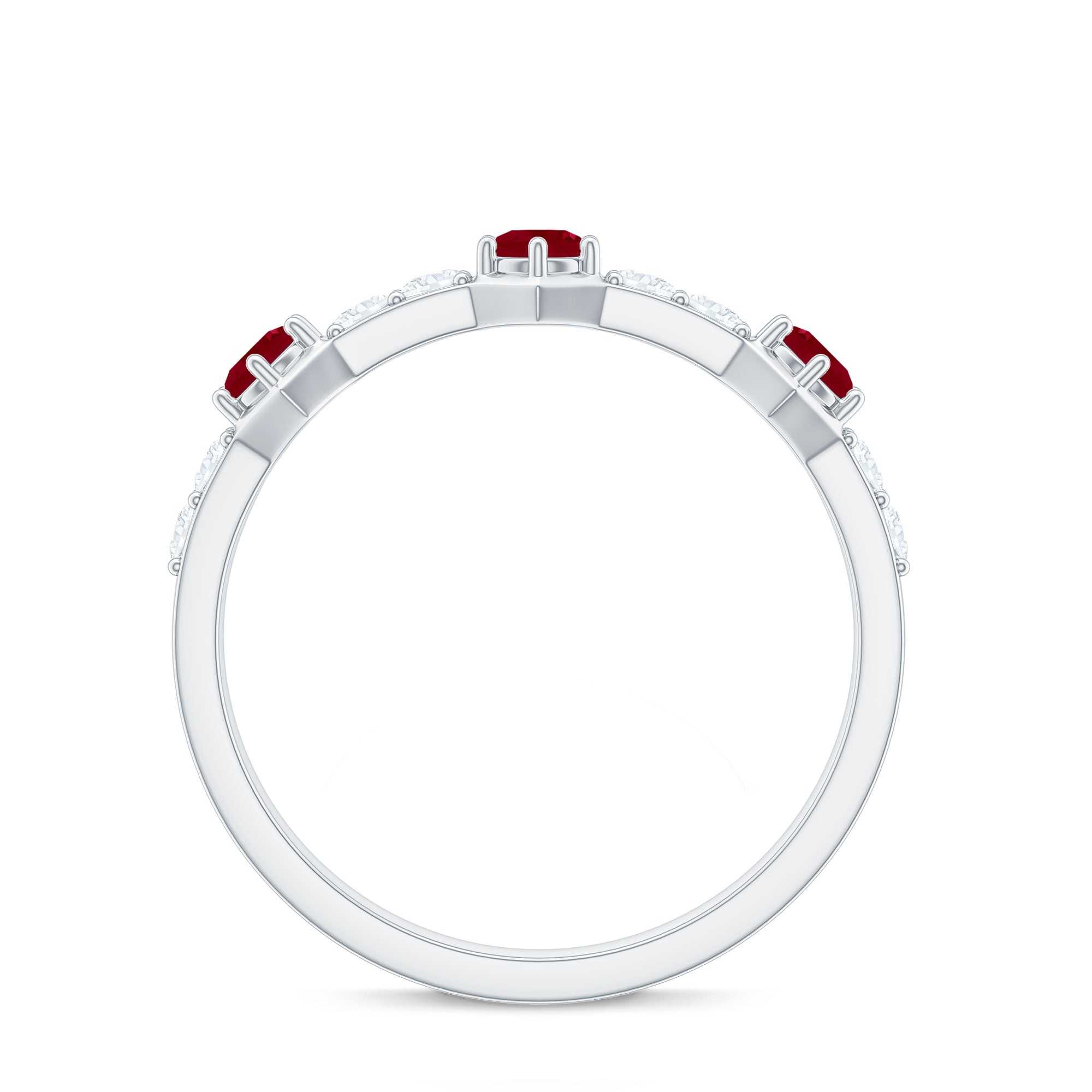 Natural Ruby Diamond Half Eternity Ring for Women