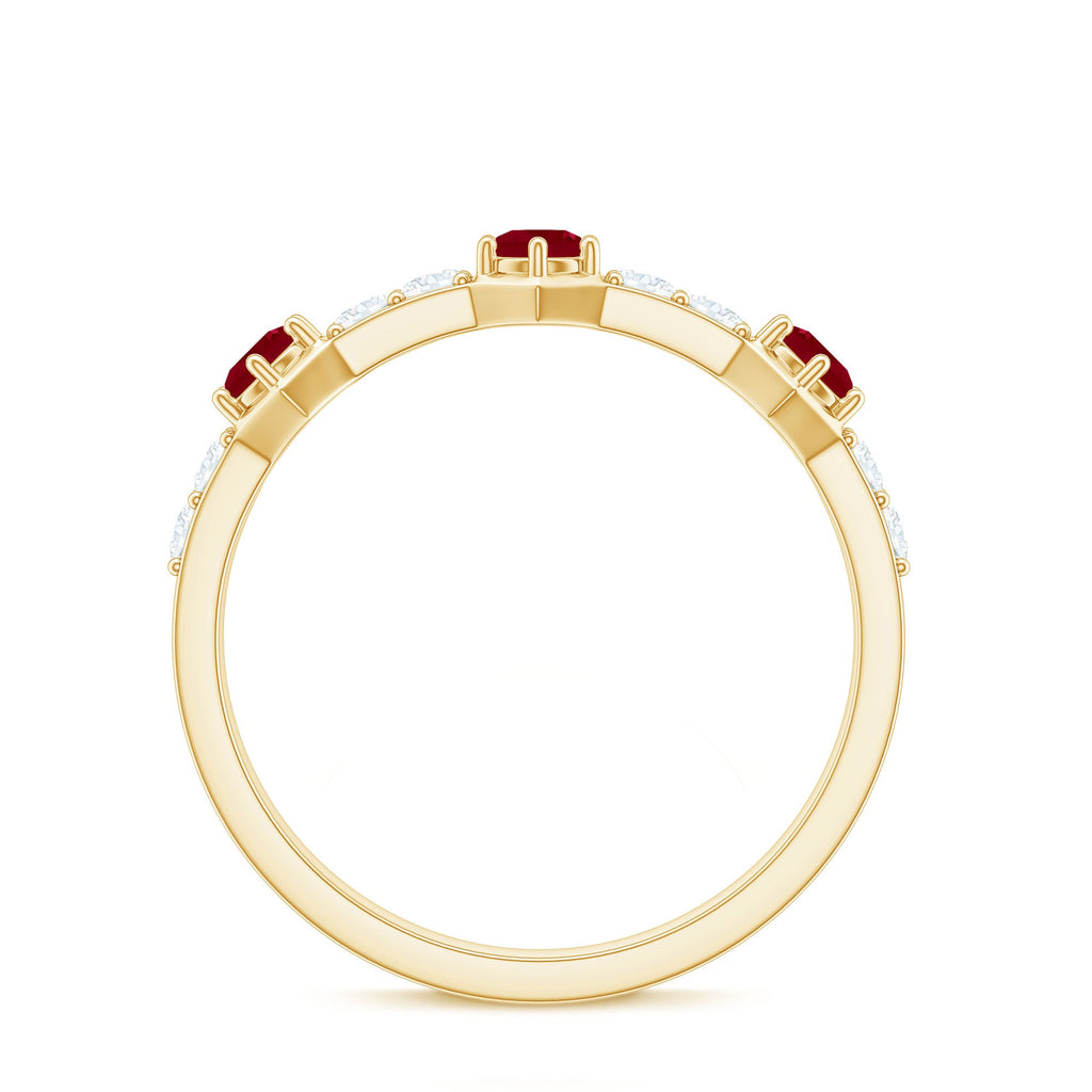 Natural Ruby Diamond Half Eternity Ring for Women