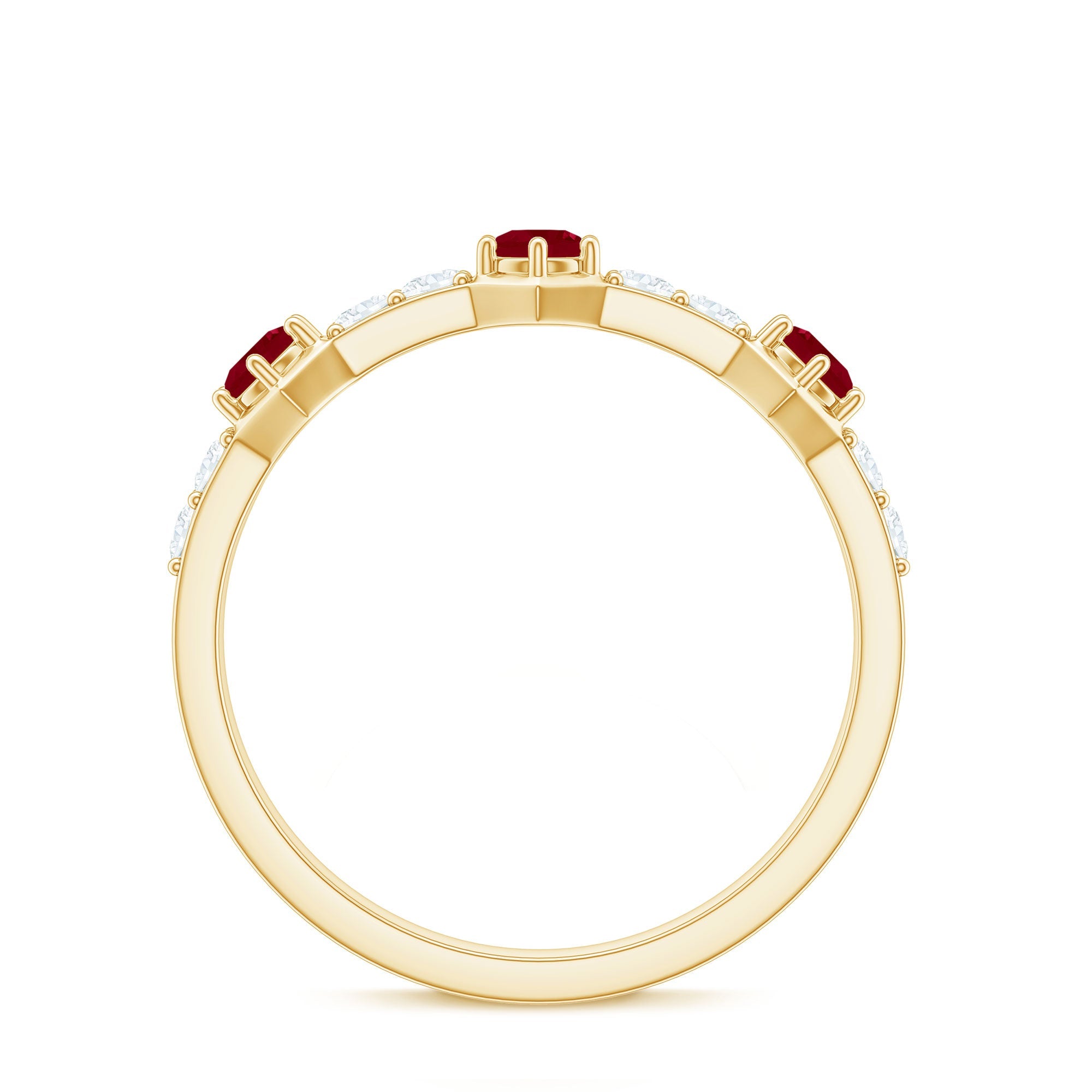 Natural Ruby Diamond Half Eternity Ring for Women