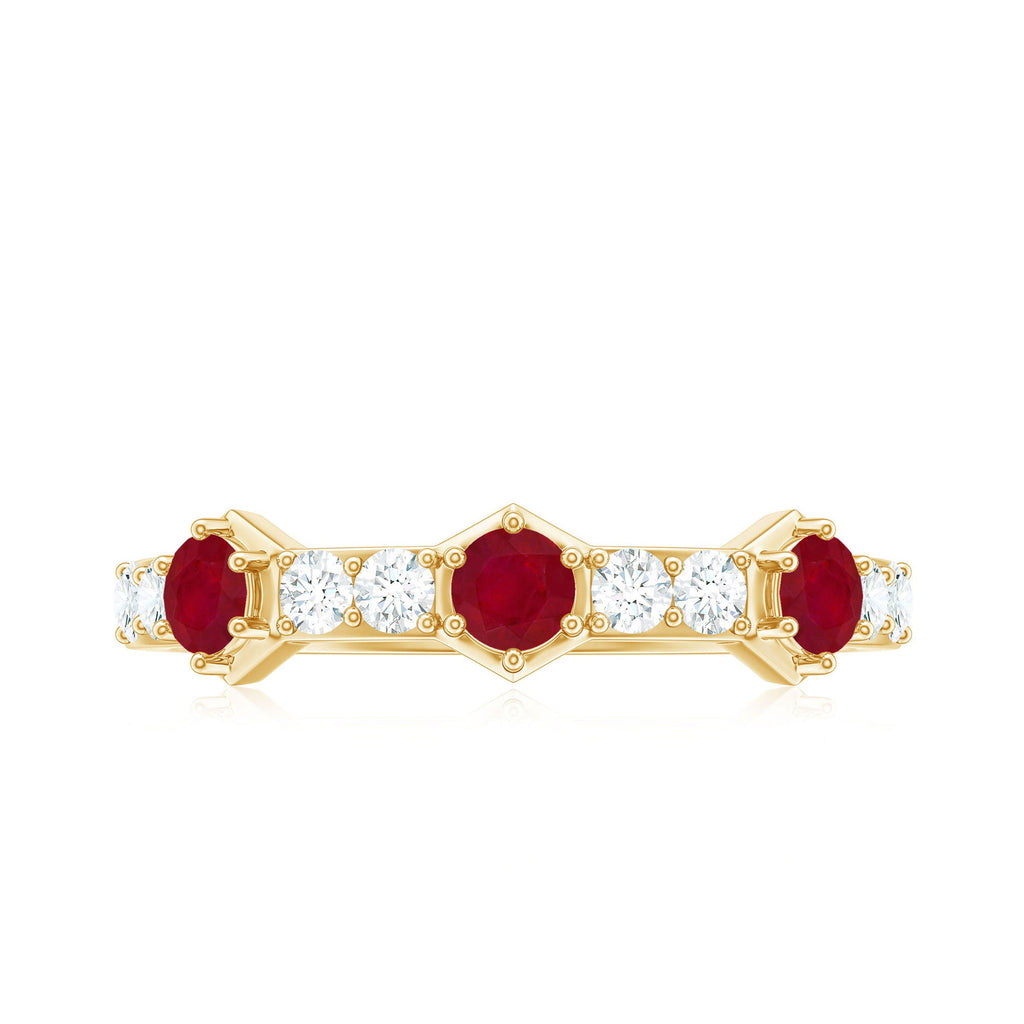 Natural Ruby Diamond Half Eternity Ring for Women